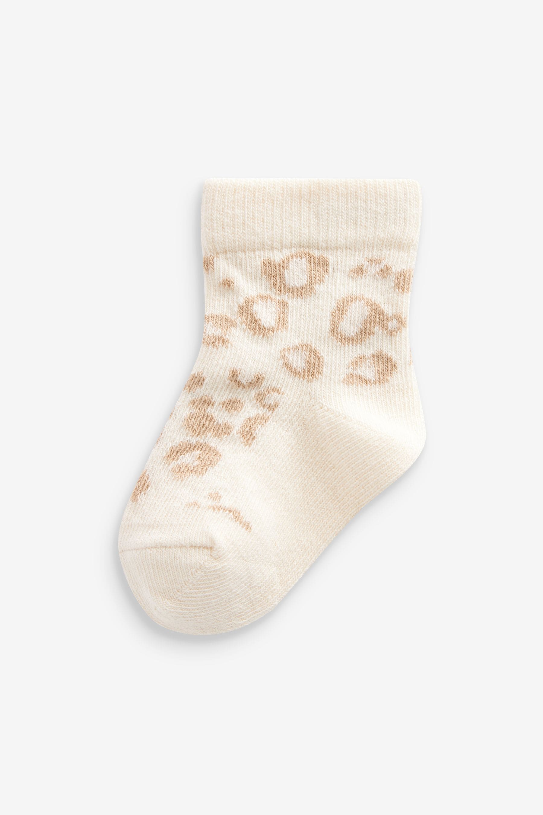 Neutral Animal Print Socks 5 Pack (0mths-2yrs)