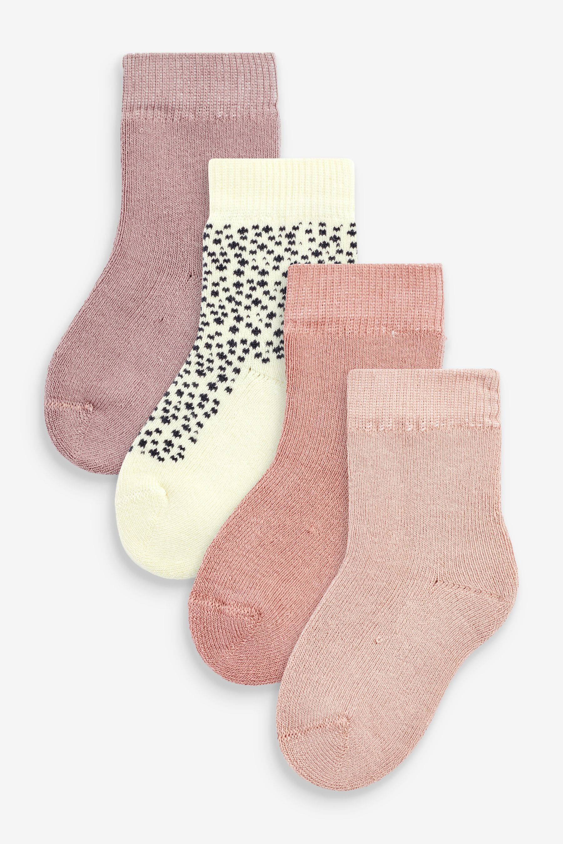 Pink Towelling Baby Socks 4 Pack (0mths-2yrs)