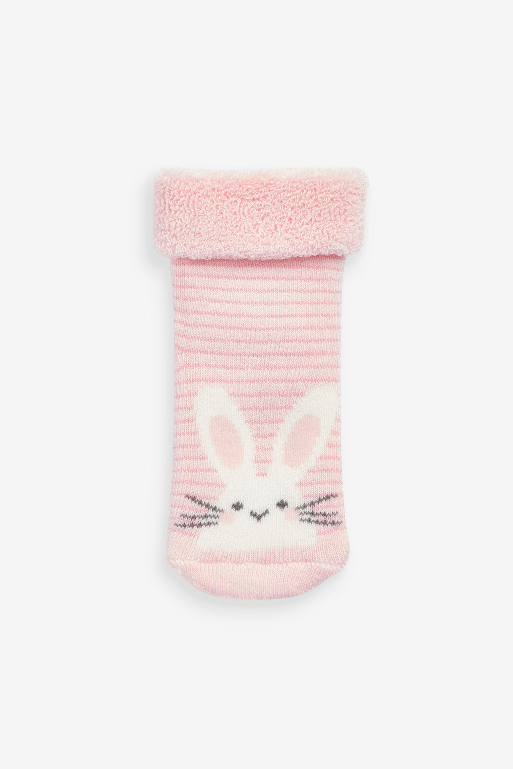 Pink/Blue Bunny Toweling Baby Socks 3 Pack (0mths-2yrs)