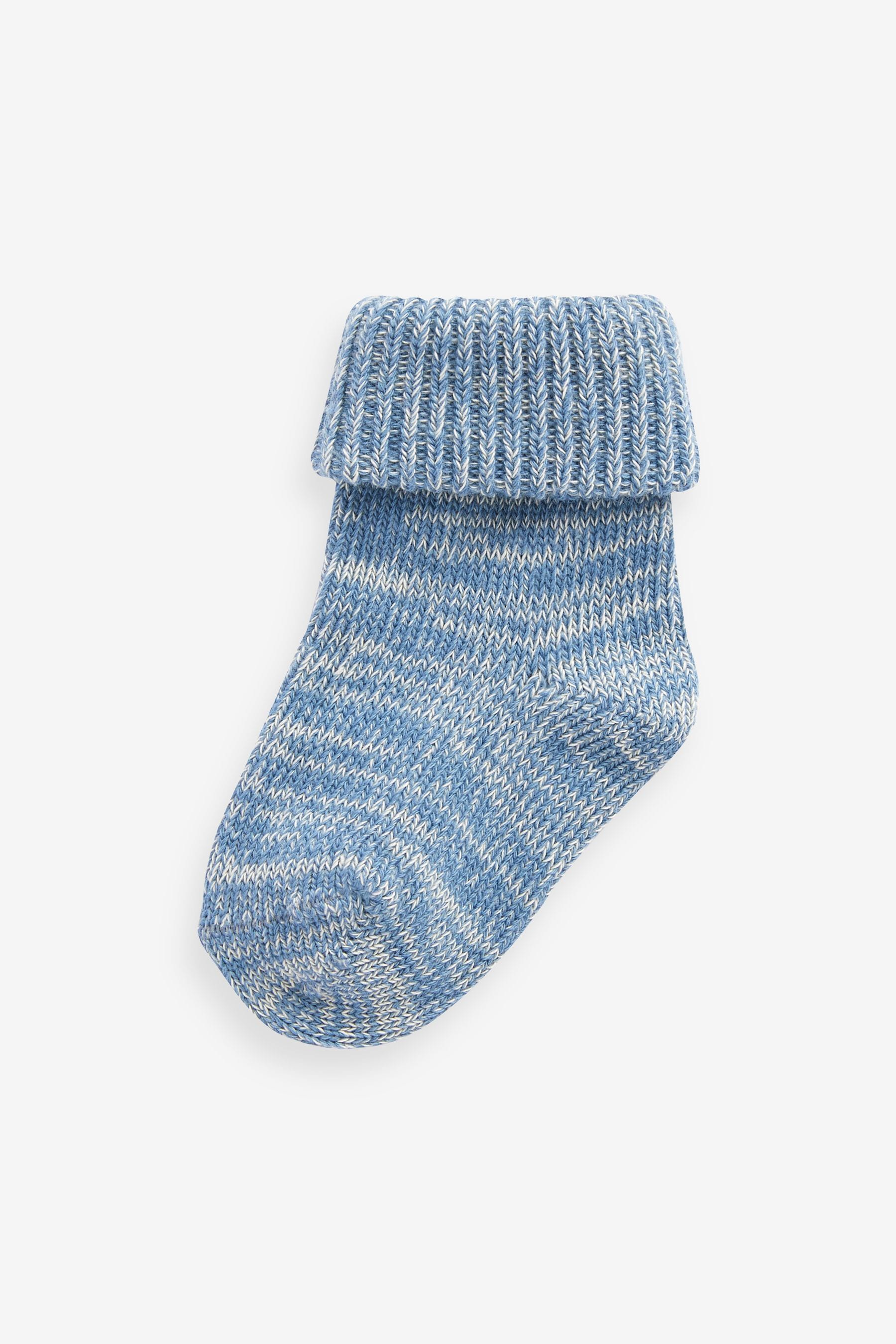 Blue Chunky Knit Baby Socks 3 Pack (0mths-2yrs)