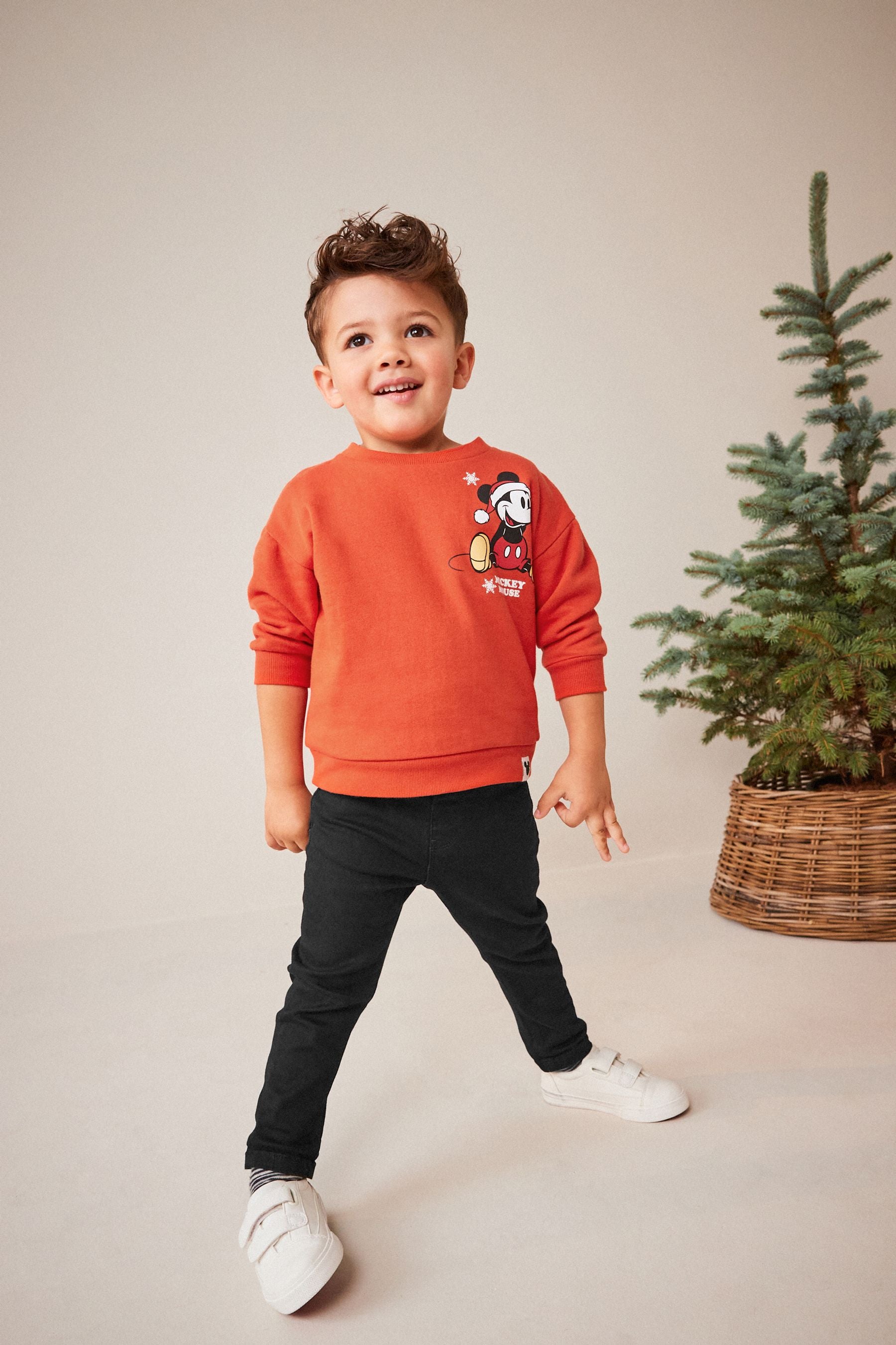 Red Mickey Mouse Christmas Jersey Sweatshirt (3mths-8yrs)