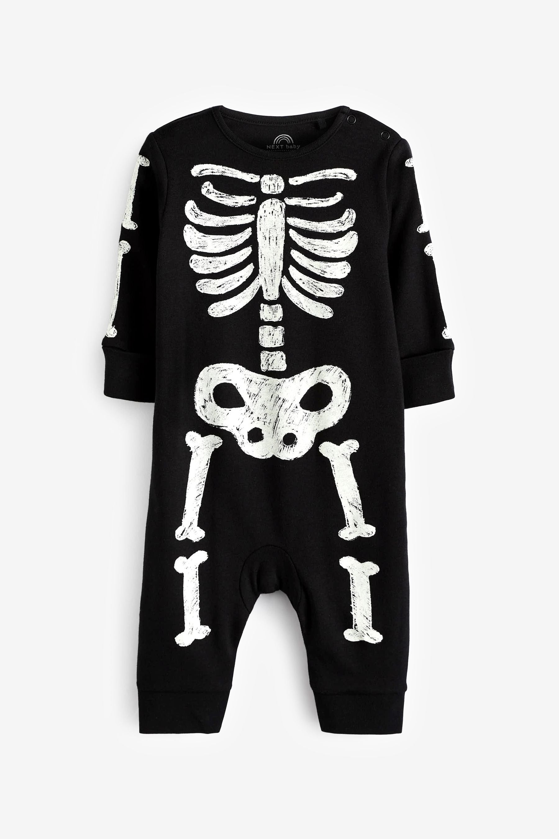 Black Skeleton Glow in The Dark Halloween Footless Sleepsuit (0mths-3yrs)