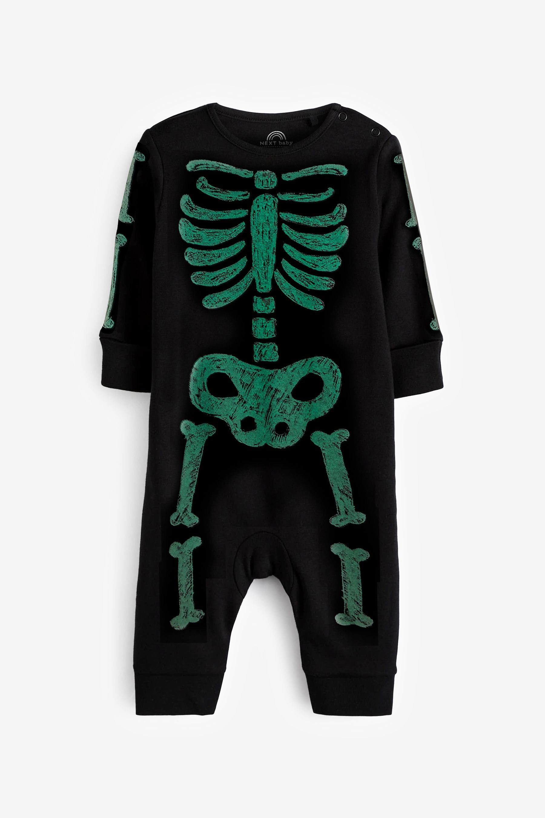 Black Skeleton Glow in The Dark Halloween Footless Sleepsuit (0mths-3yrs)