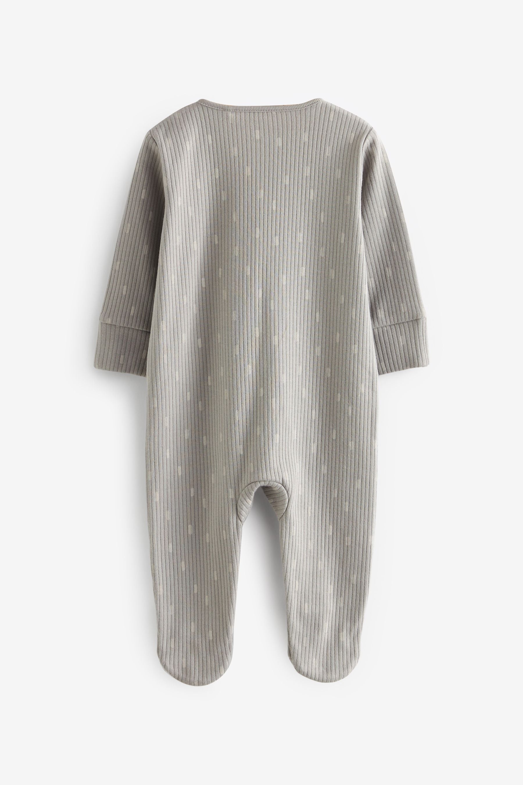 Grey 2 Way Zip Baby Cotton Sleepsuits 2 Pack (0mths-3yrs)