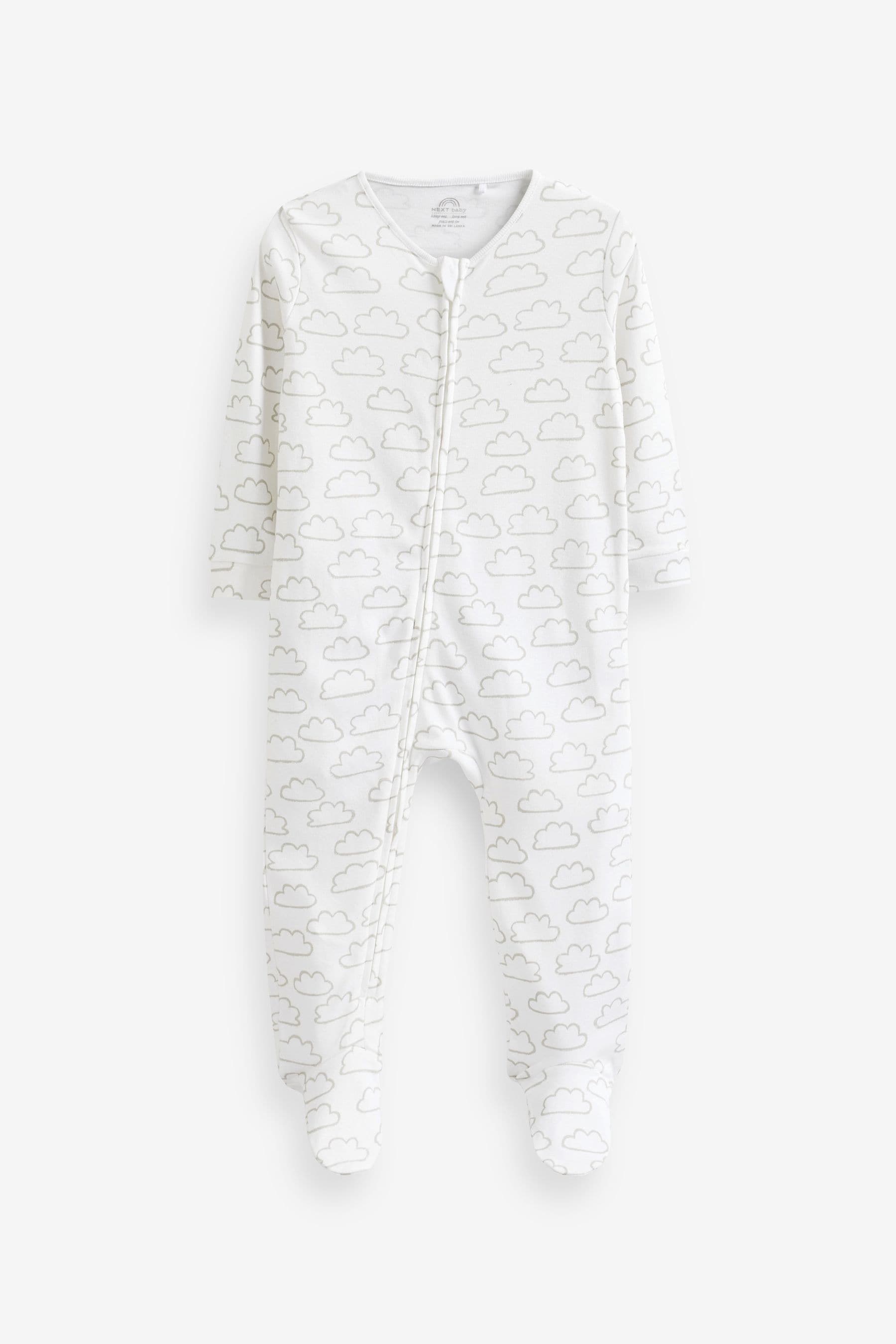 White Cotton Baby Zip Sleepsuits 2 Pack (0mths-2yrs)