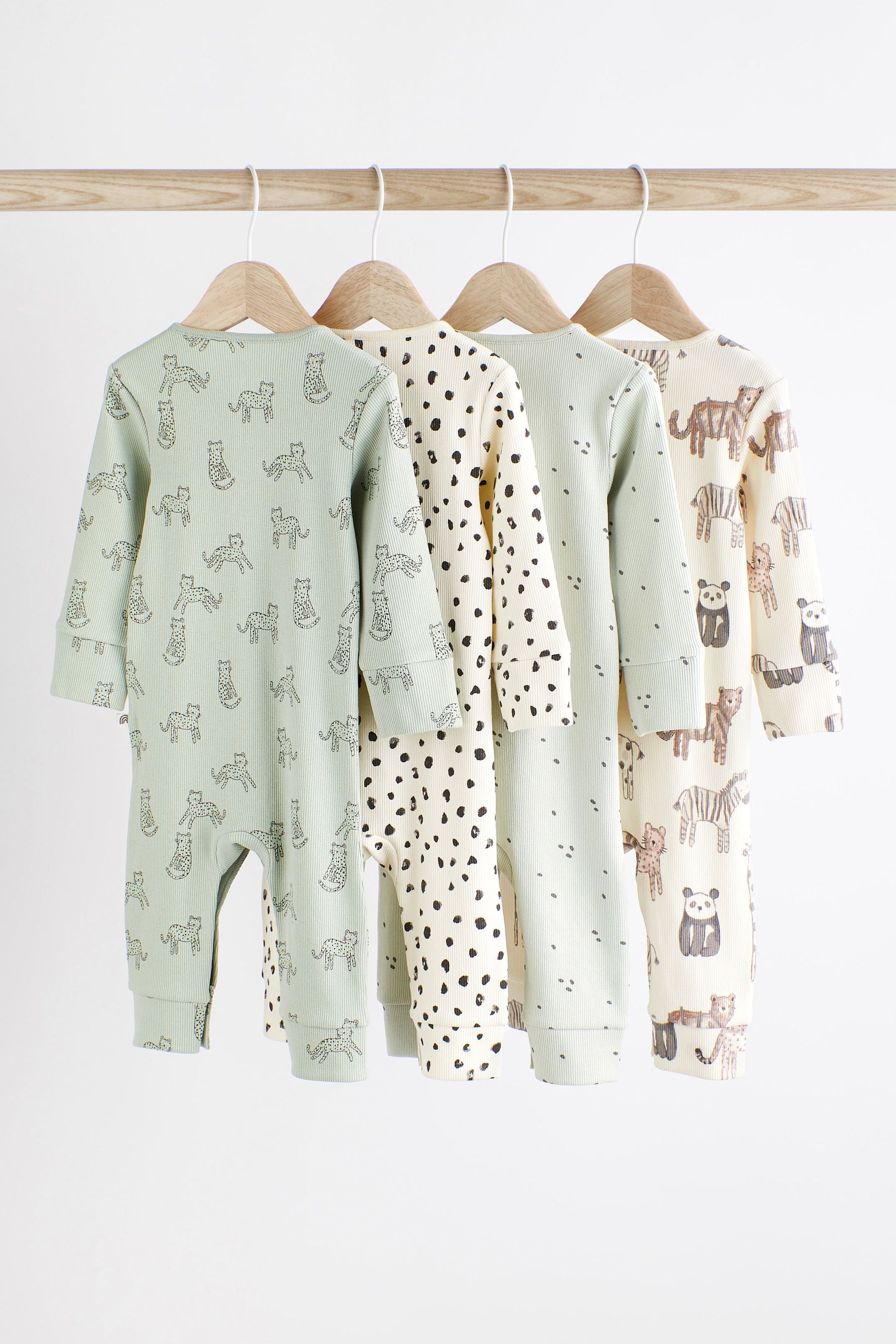 Mint Green Baby Footless Rib Sleepsuits 4 Pack (0mths-3yrs)