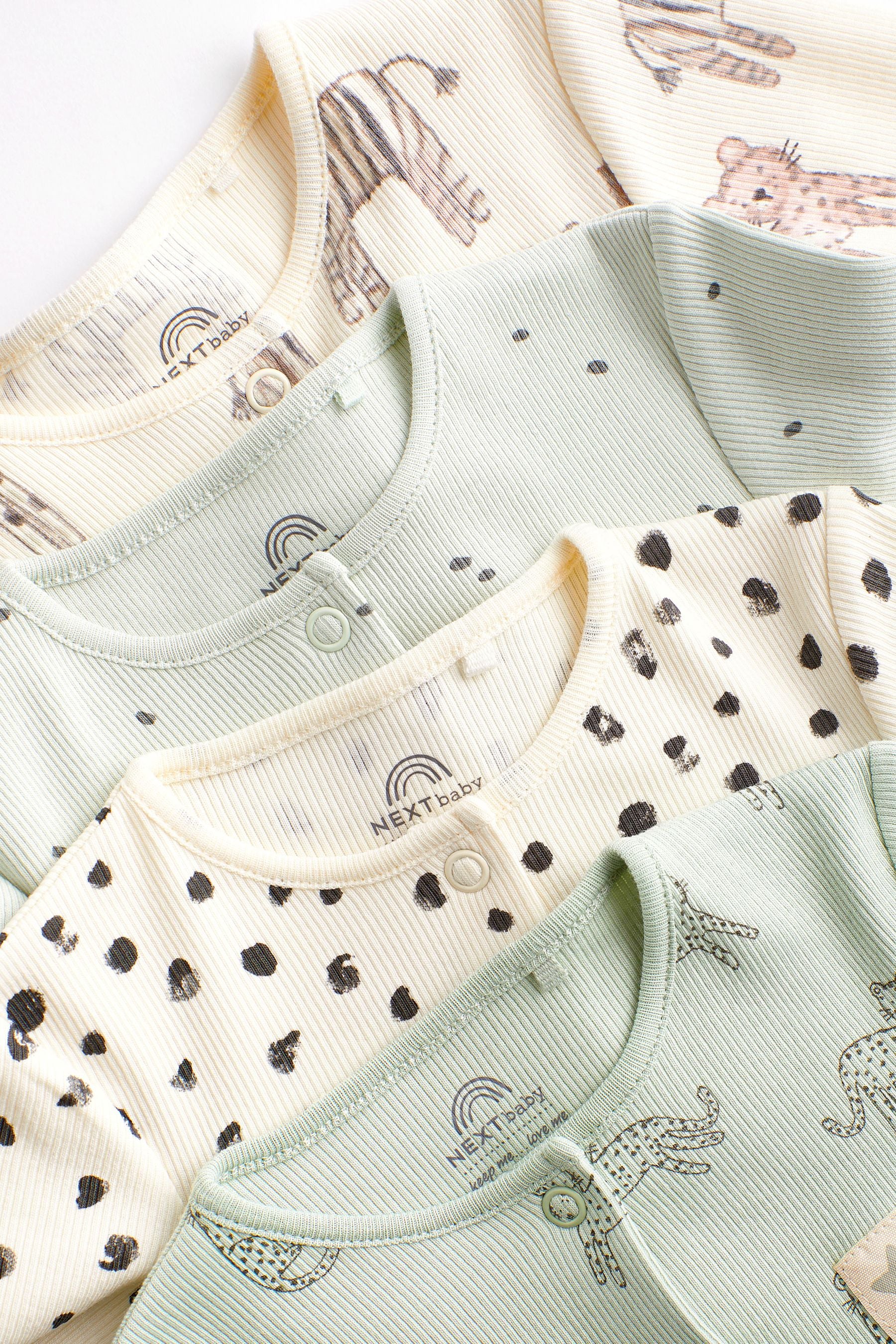 Mint Green Baby Footless Rib Sleepsuits 4 Pack (0mths-3yrs)