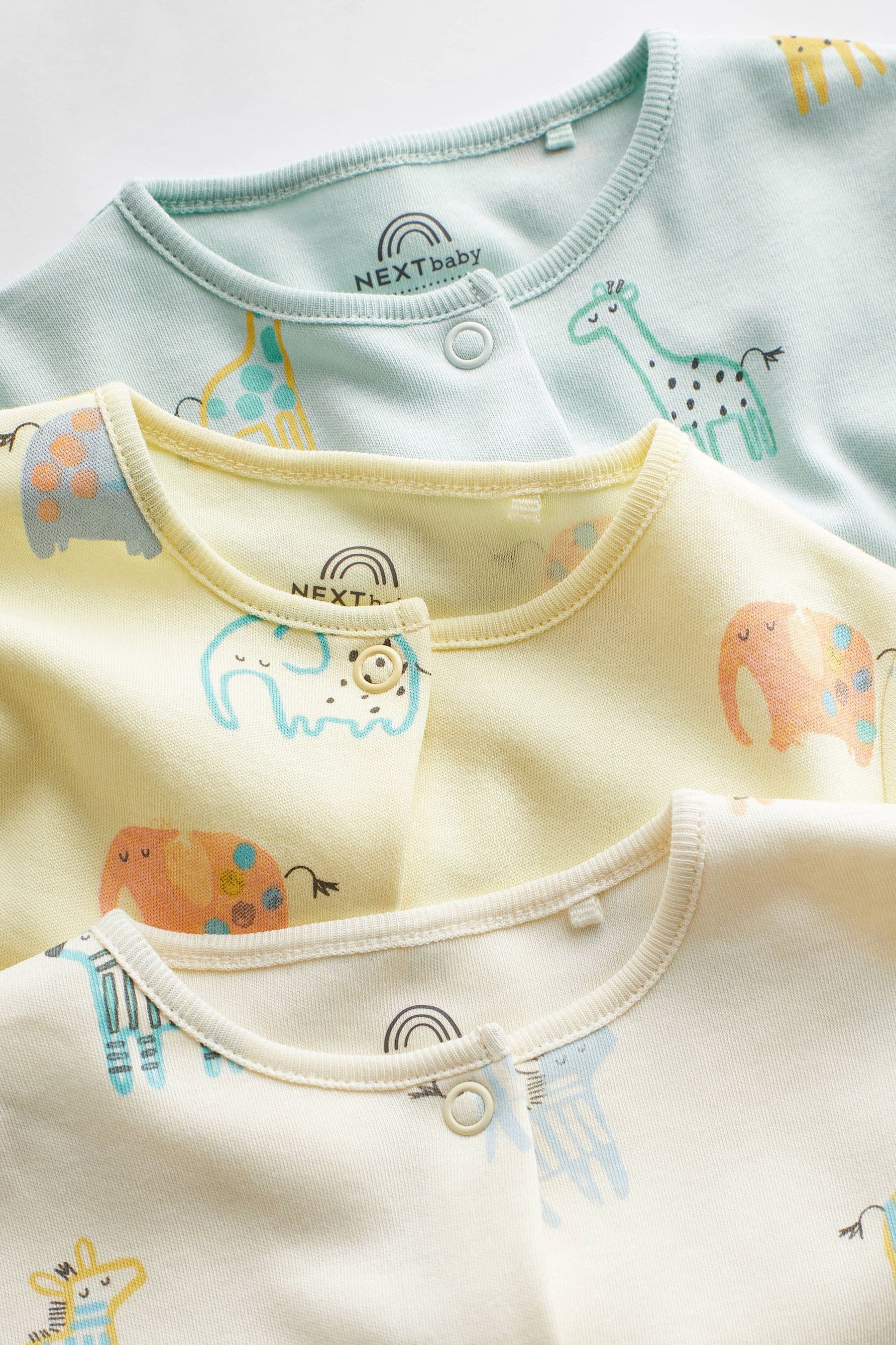 Cream Cotton Baby Sleepsuits 3 Pack (0-2yrs)