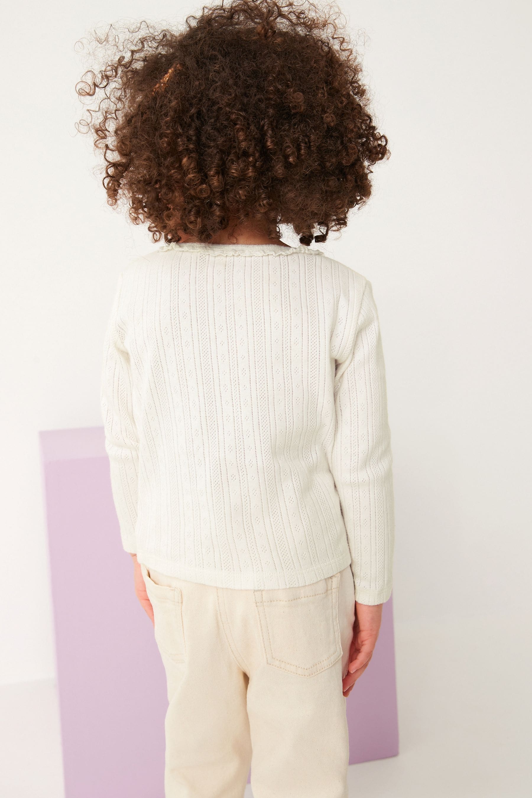 Ecru White Plain Pointelle Top (3mths-7yrs)