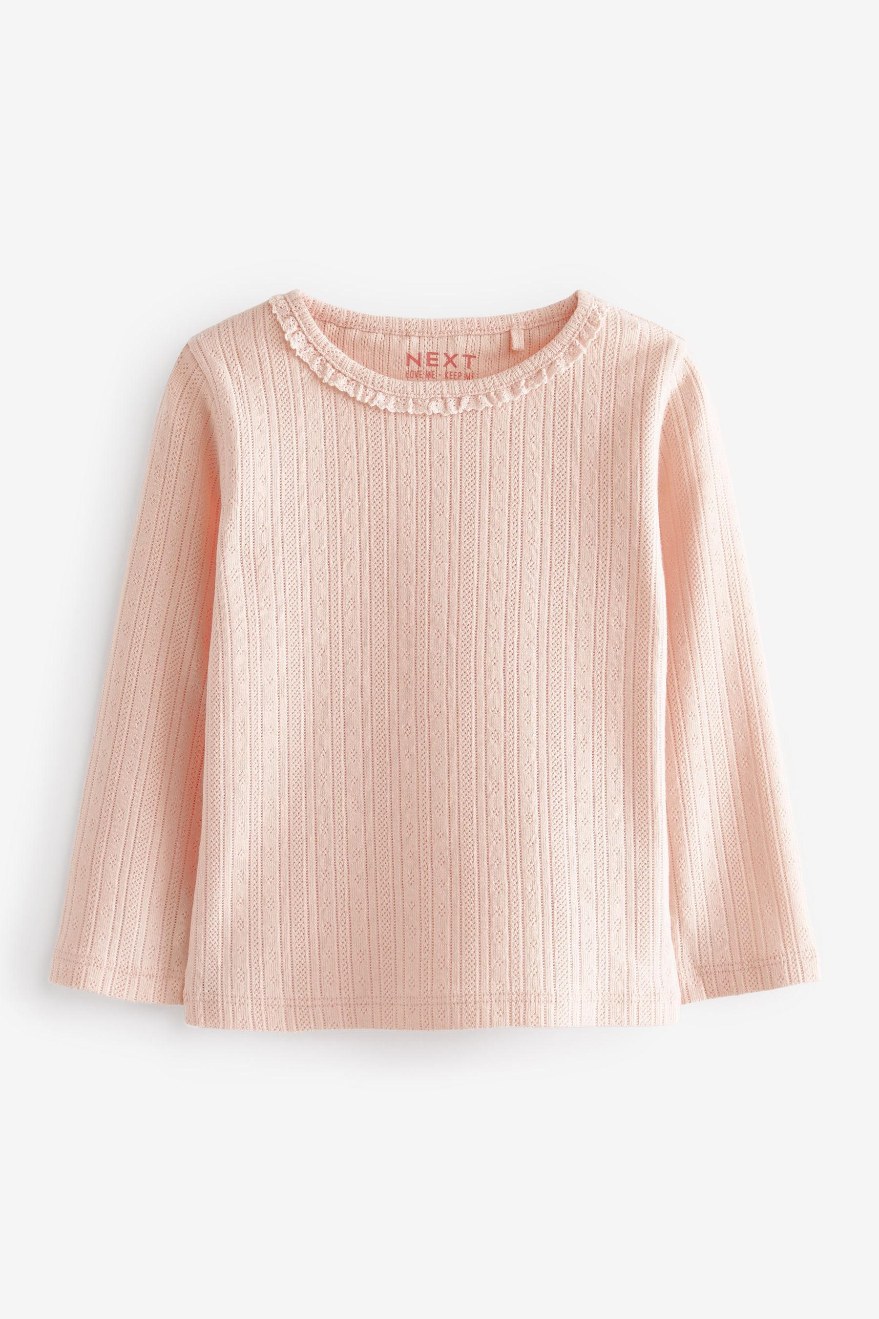 Pink Plain Pointelle Top (3mths-7yrs)