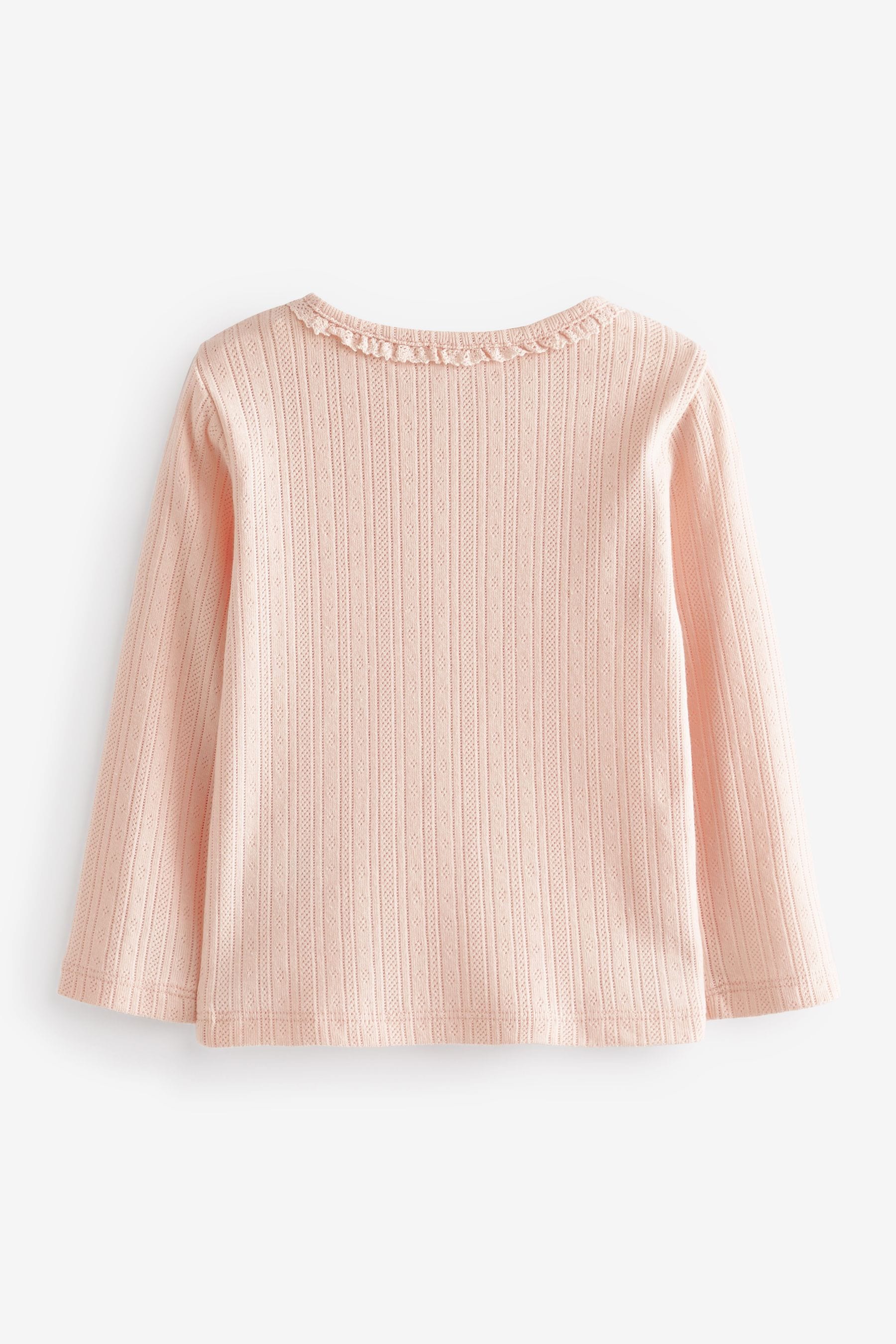 Pink Plain Pointelle Top (3mths-7yrs)