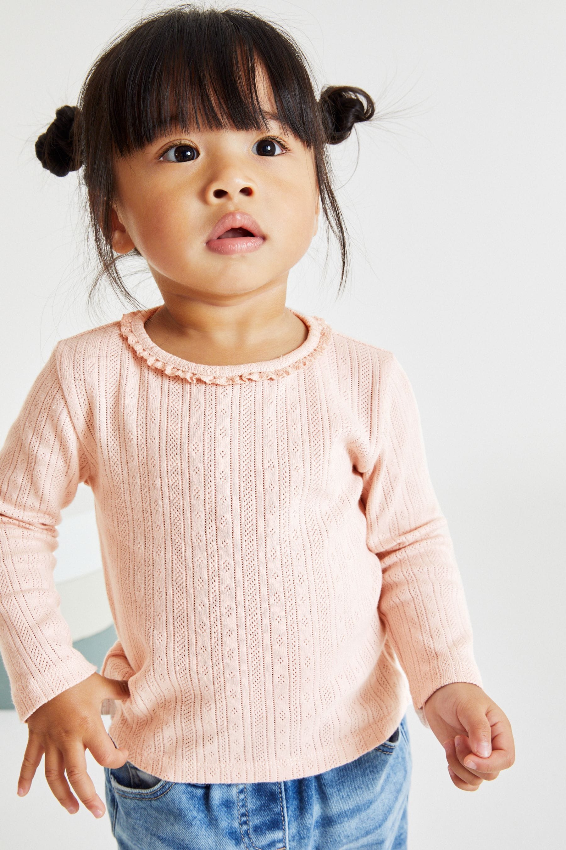 Pink Plain Pointelle Top (3mths-7yrs)