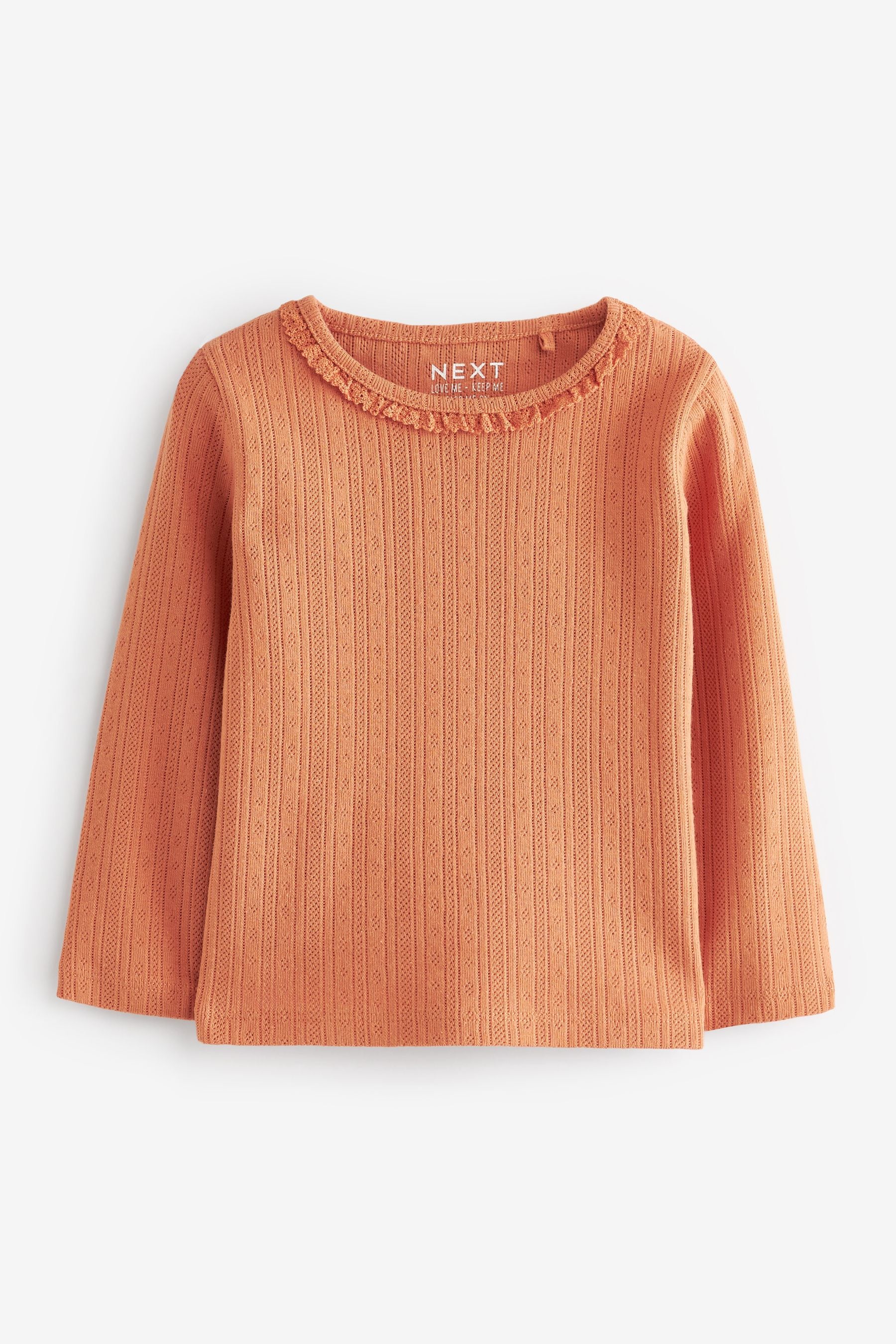 Burnt Orange Plain Pointelle Top (3mths-7yrs)