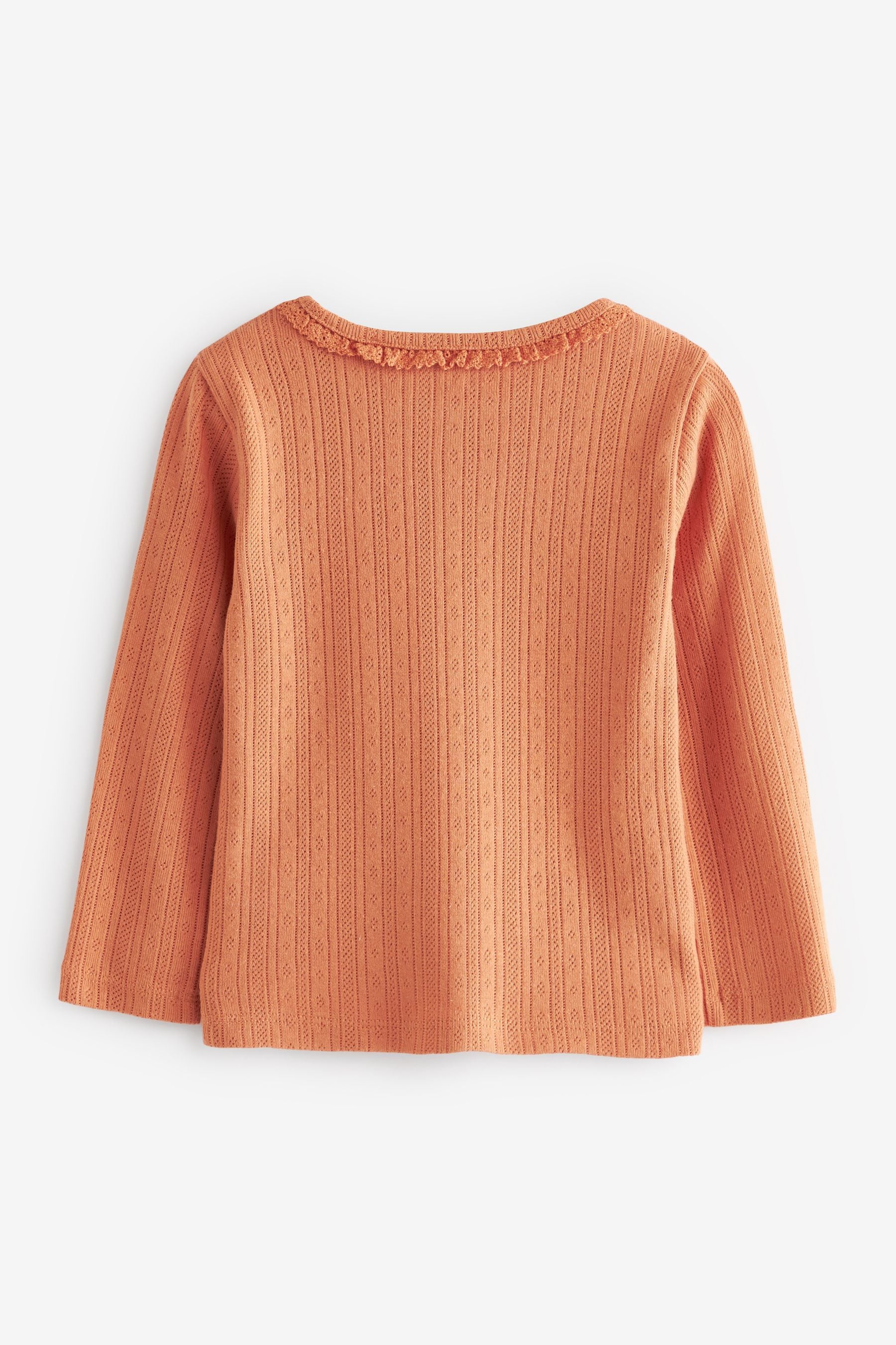 Burnt Orange Plain Pointelle Top (3mths-7yrs)