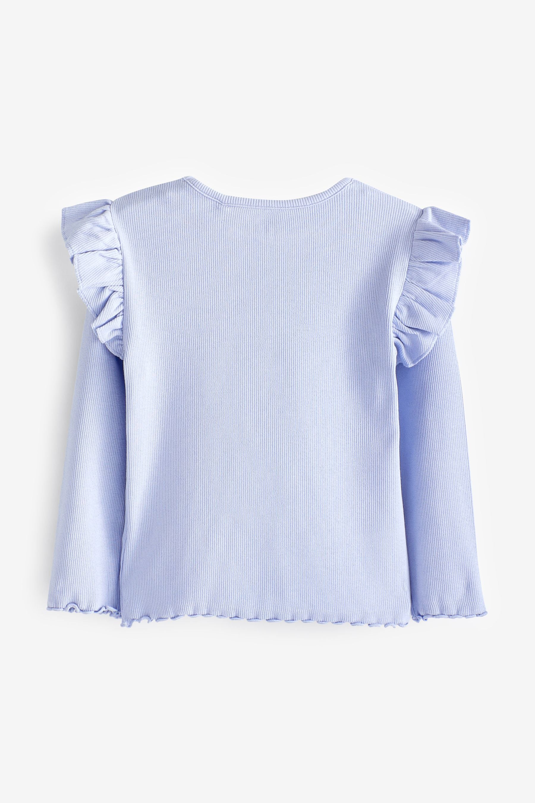 Pale Blue Long Sleeve Frill Rib Jersey Top (3mths-7yrs)