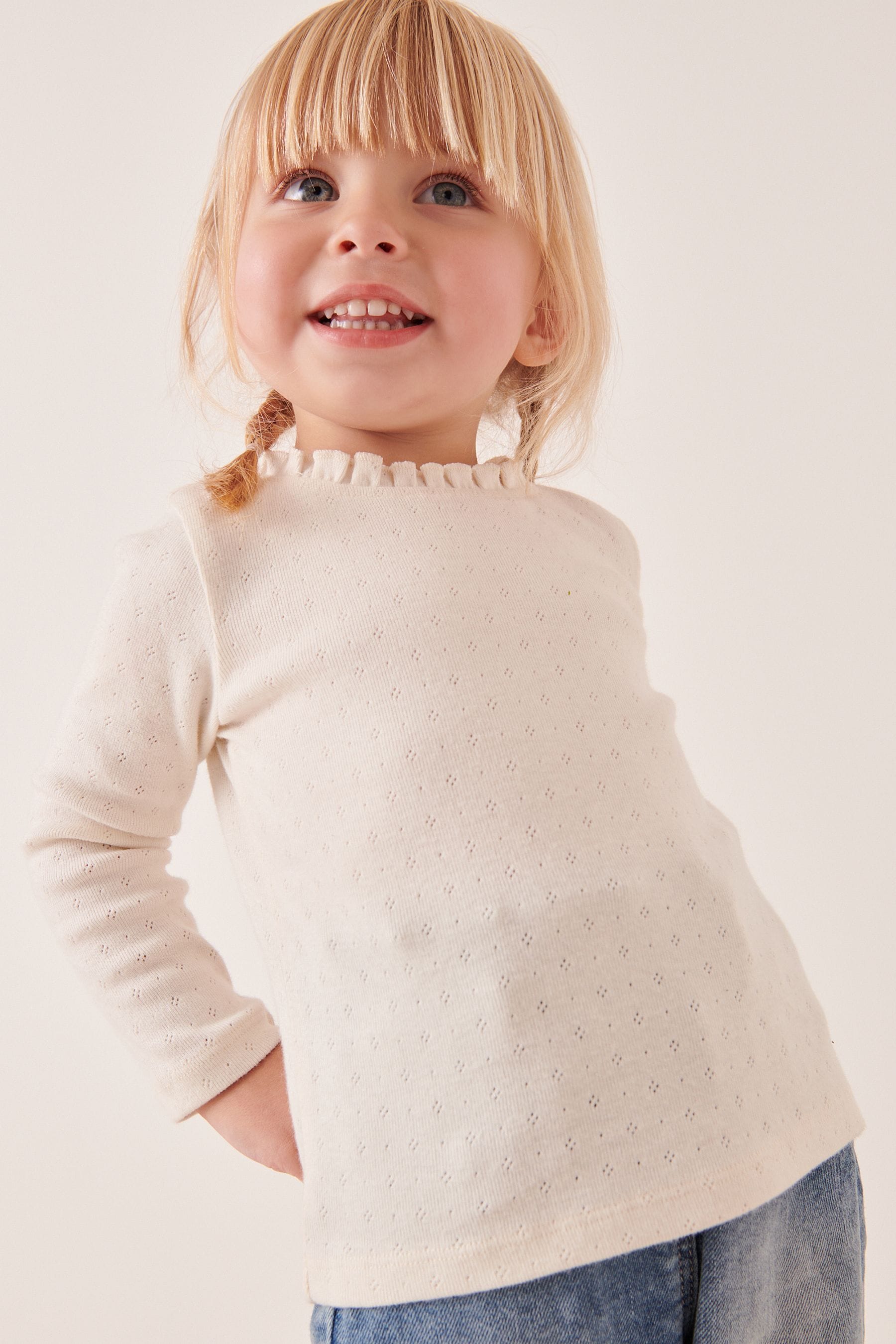 Ecru Cream Brushed Pointelle Top (3mths-7yrs)