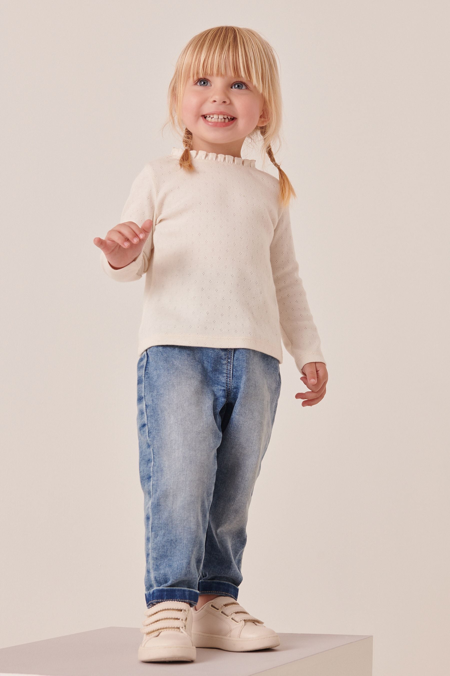 Ecru Cream Brushed Pointelle Top (3mths-7yrs)