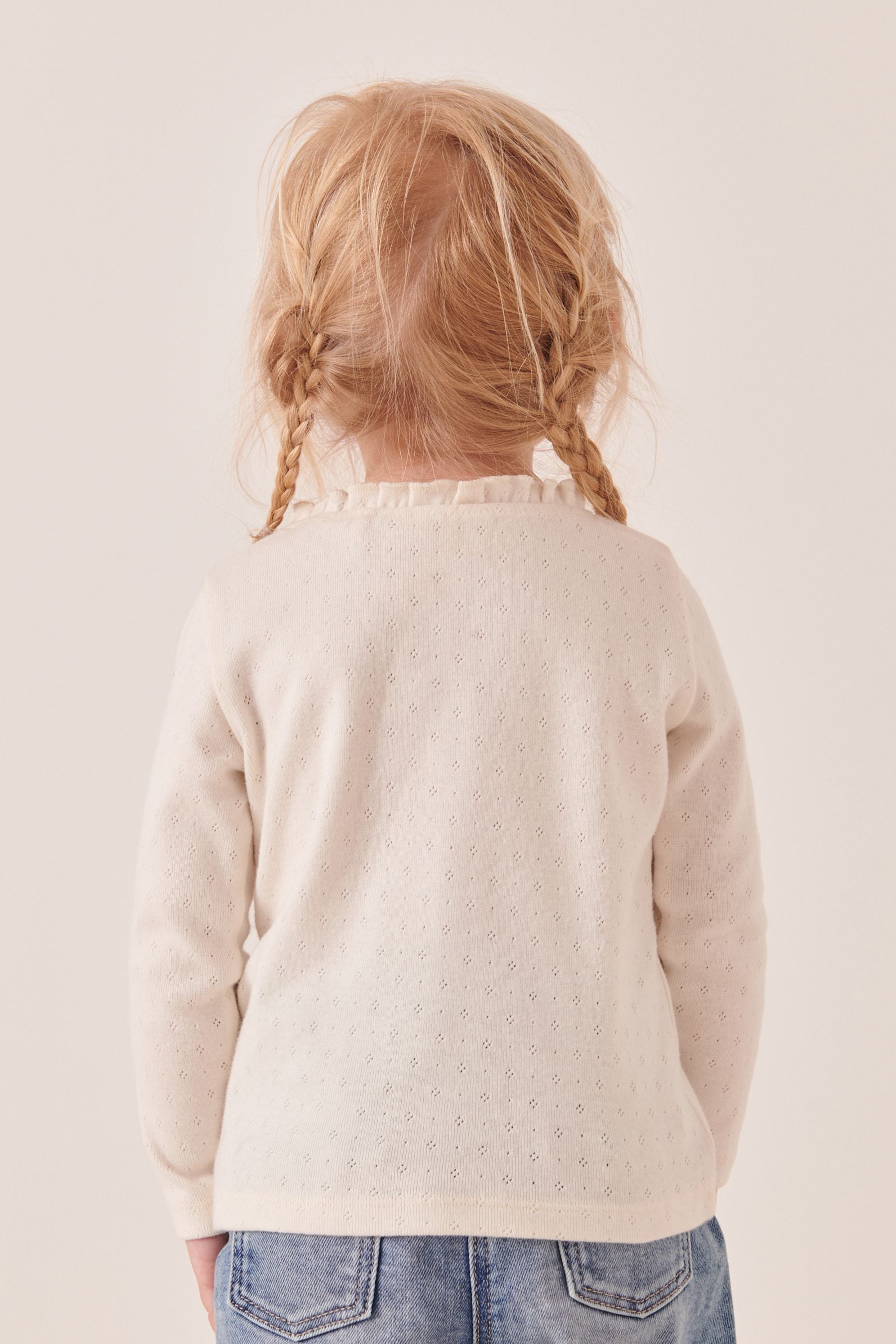 Ecru Cream Brushed Pointelle Top (3mths-7yrs)