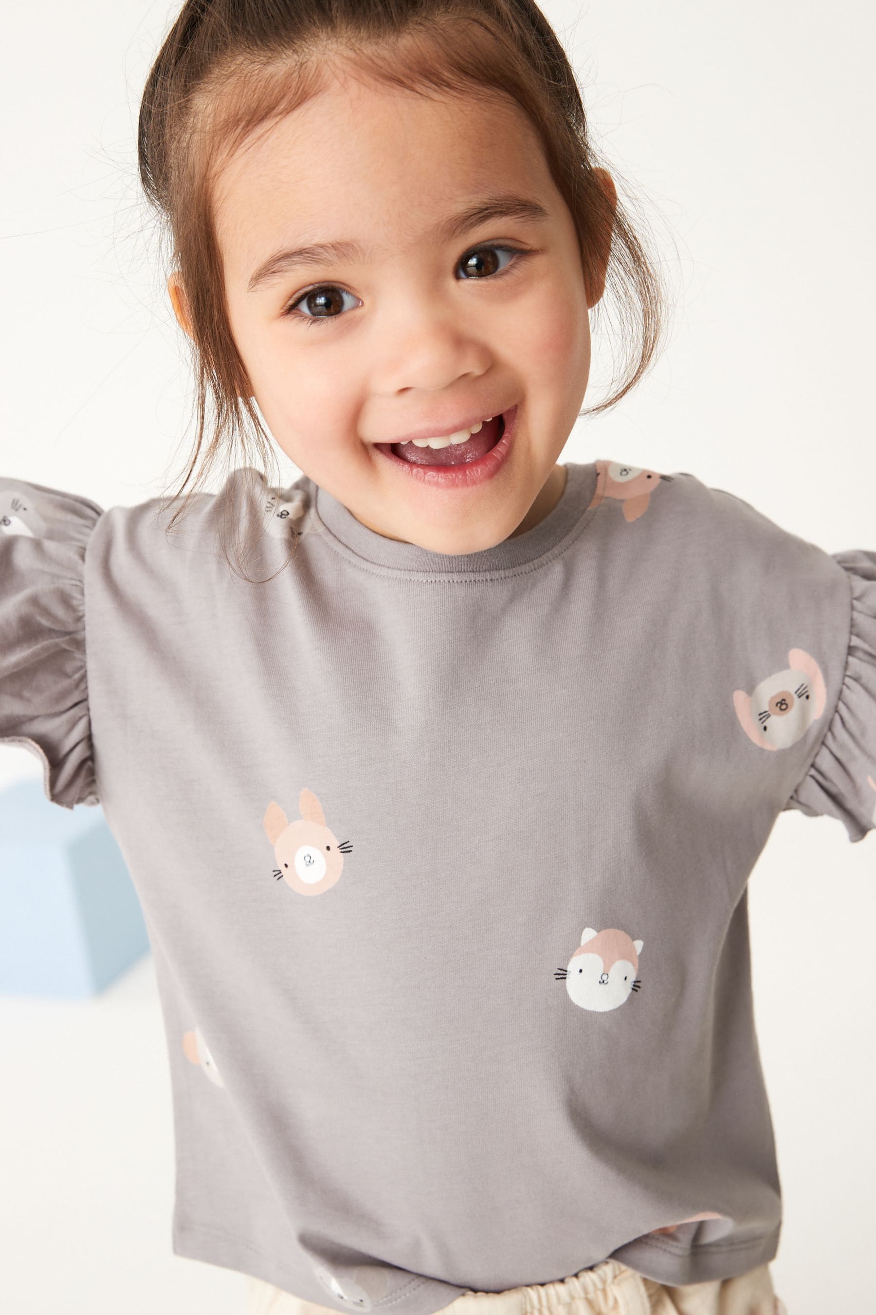 Grey Long Sleeve Frill Top (3mths-7yrs)