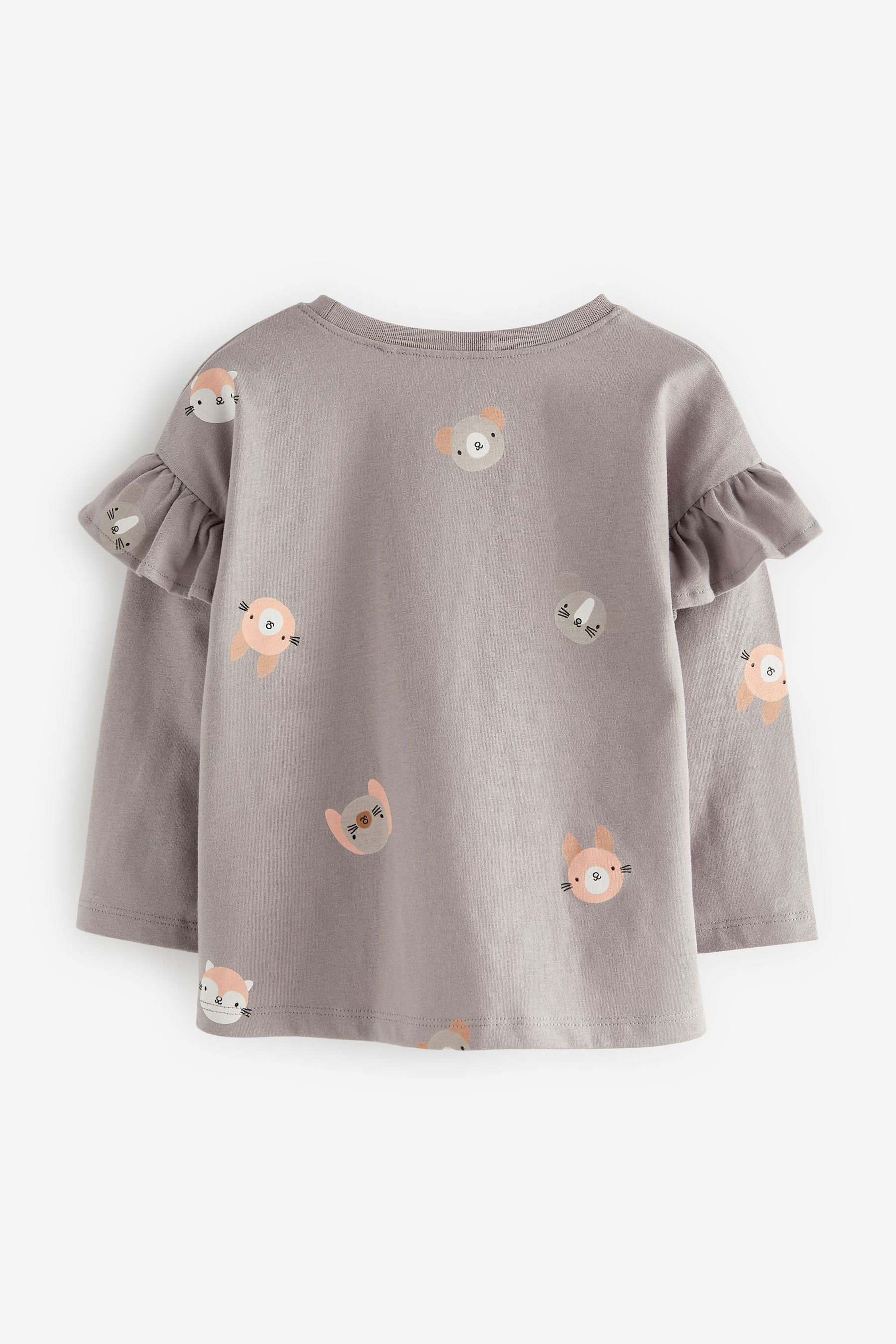 Grey Long Sleeve Frill Top (3mths-7yrs)