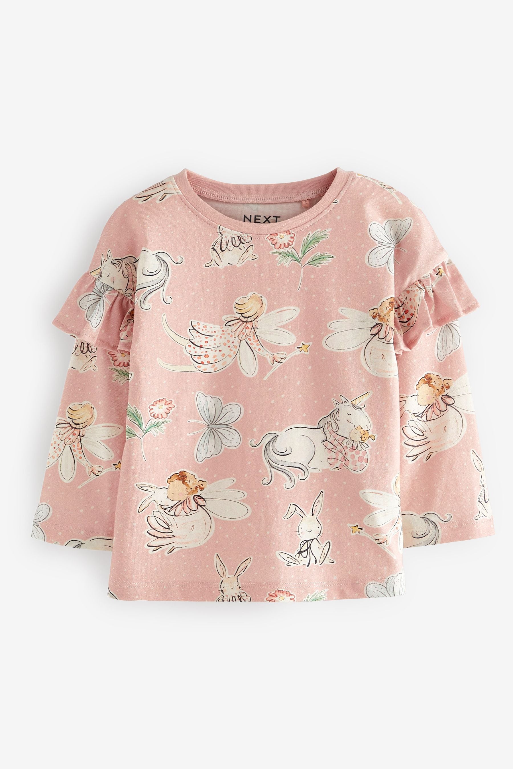 Pink Fairy Long Sleeve Frill Top (3mths-7yrs)