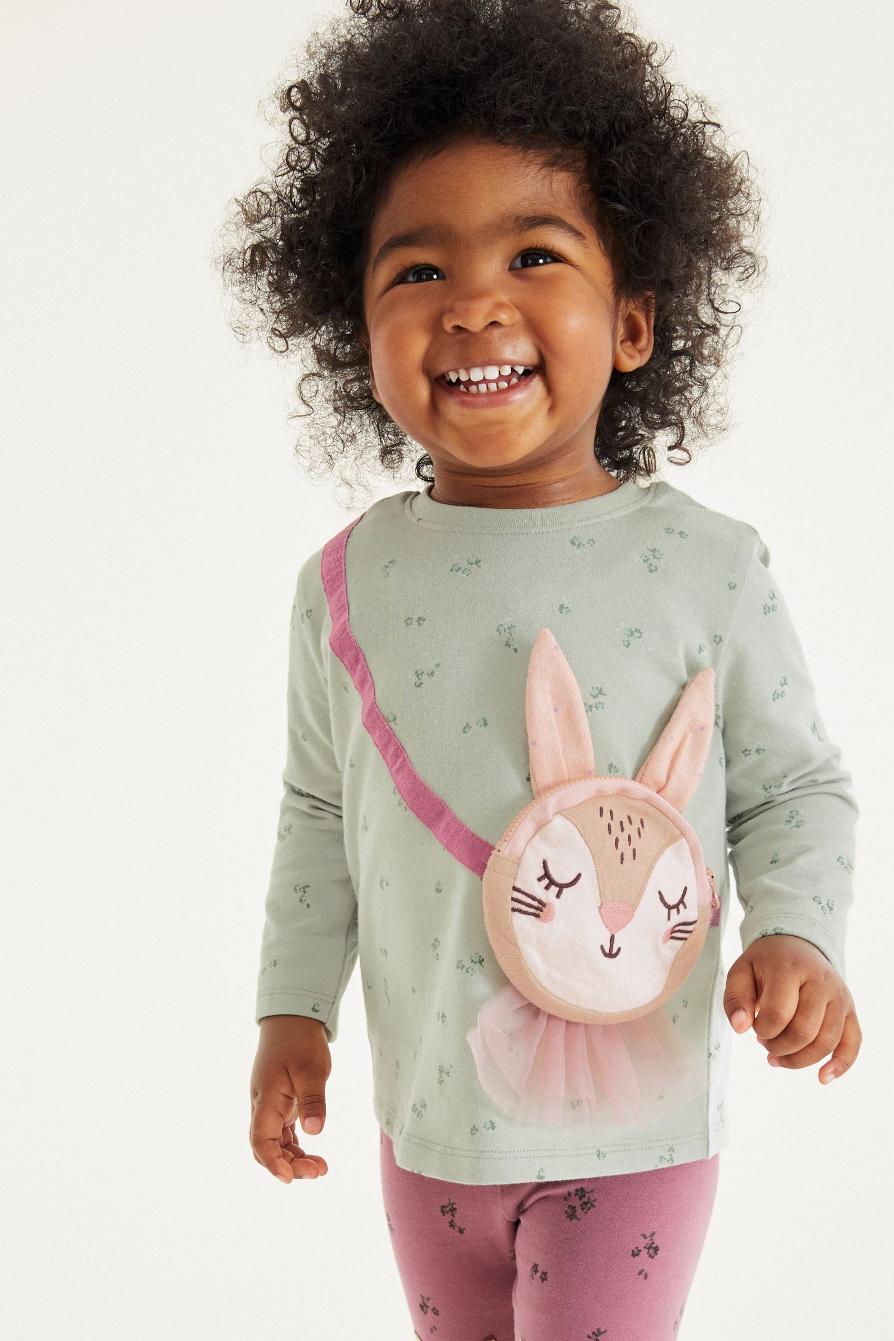 Green Bunny Long Sleeve Bag T-Shirt (3mths-7yrs)