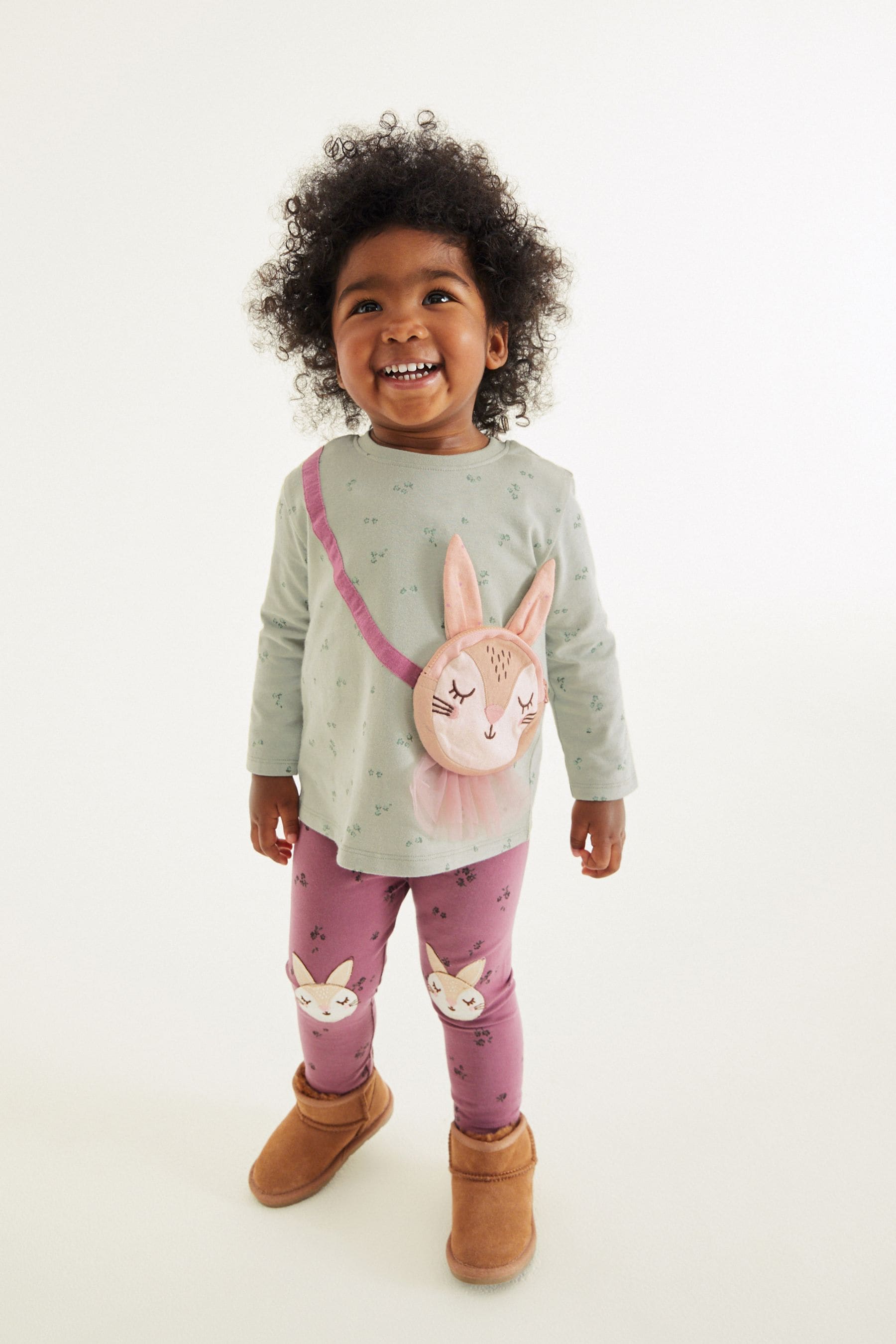 Green Bunny Long Sleeve Bag T-Shirt (3mths-7yrs)