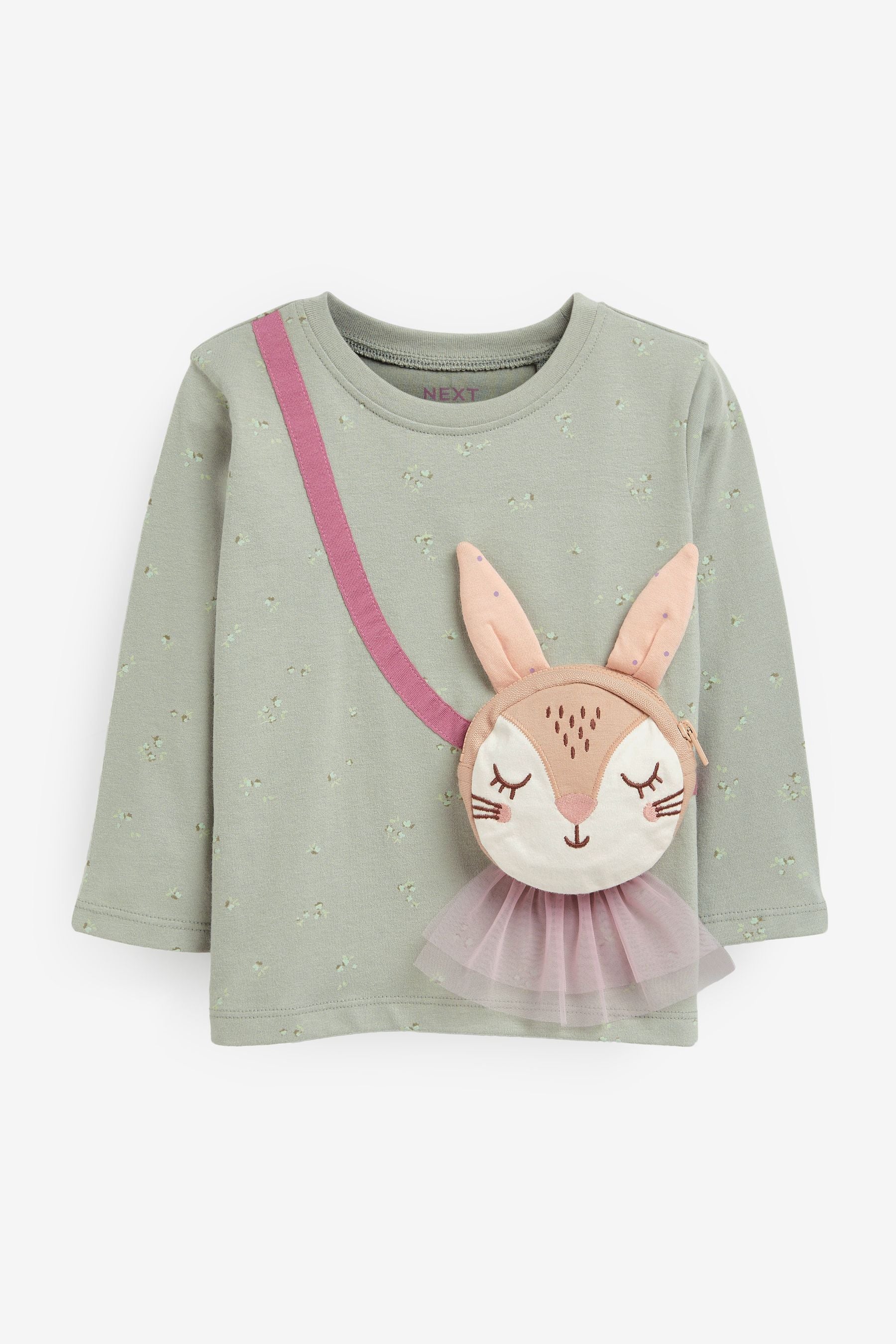 Green Bunny Long Sleeve Bag T-Shirt (3mths-7yrs)