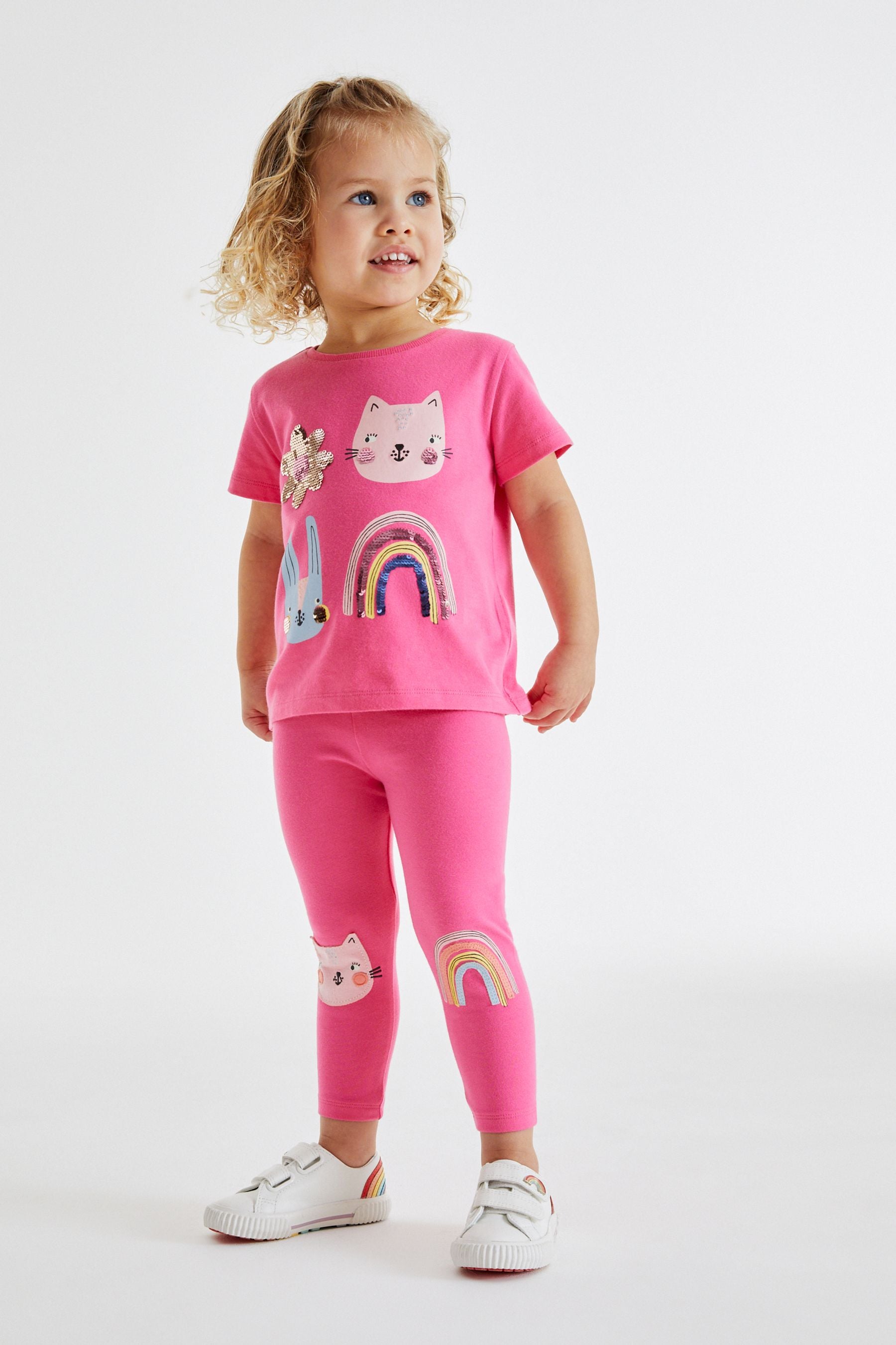 Bright Pink Sequin Cat Bunny T-Shirt (3mths-7yrs)