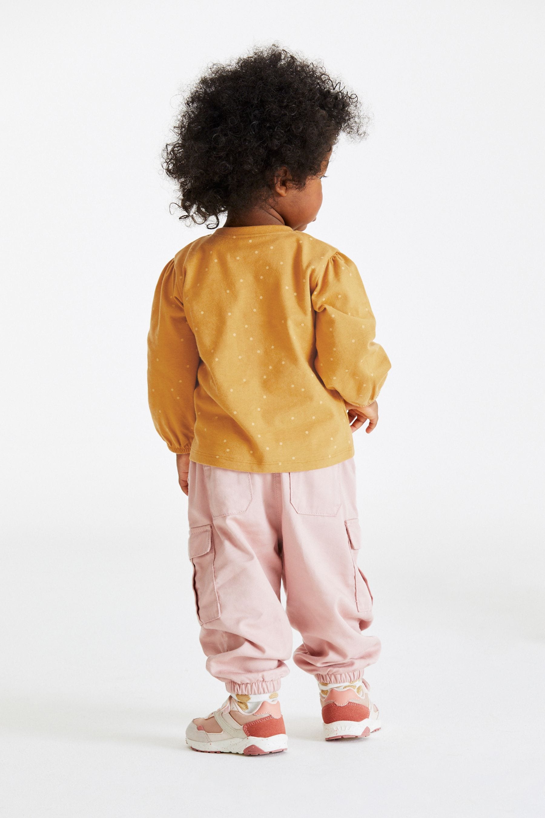 Ochre Flower Pocket Long Sleeve Cotton T-Shirt (3mths-7yrs)