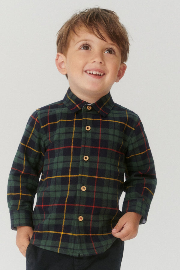 Green Long Sleeve Check Shirt (3mths-7yrs)