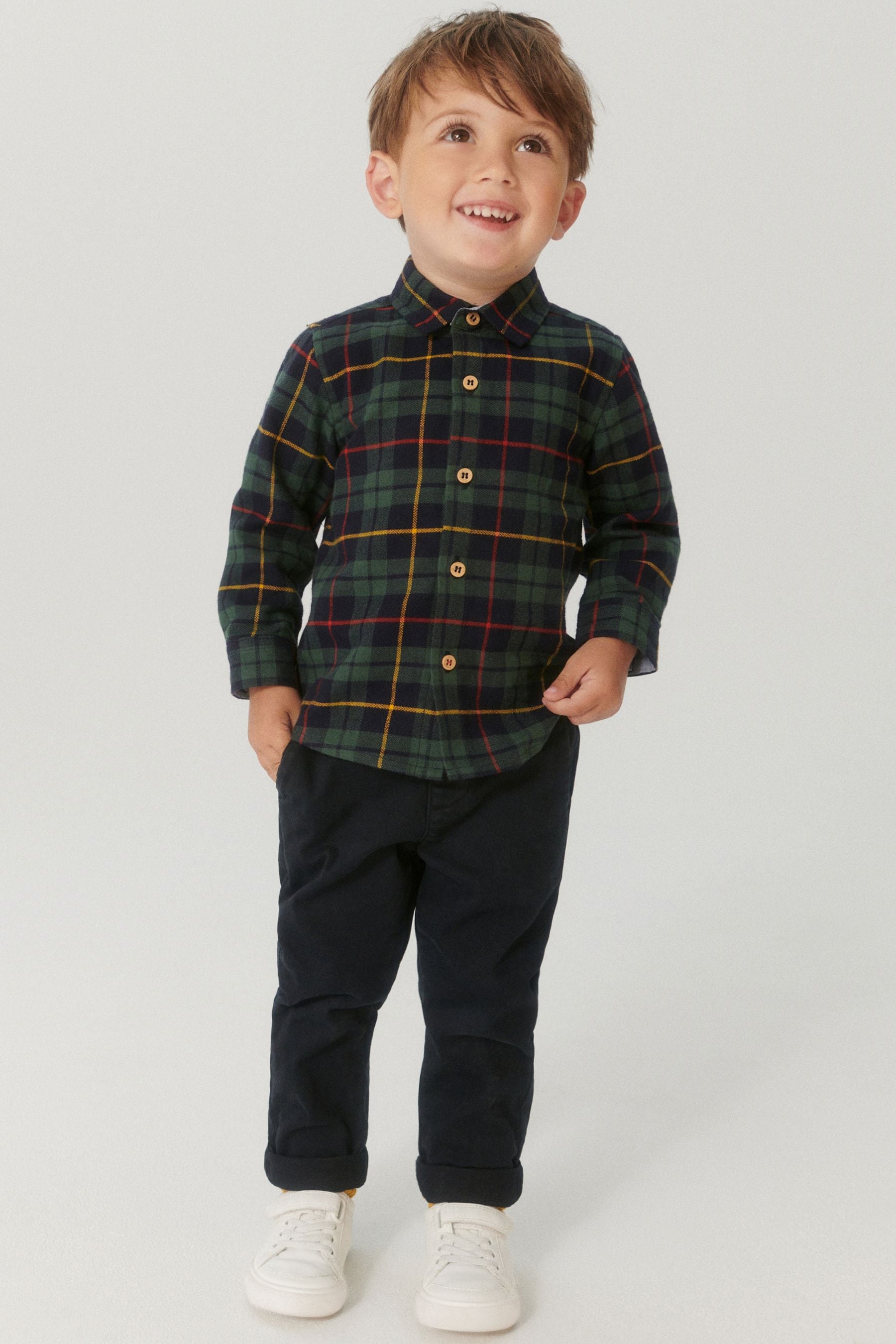 Green Long Sleeve Check Shirt (3mths-7yrs)