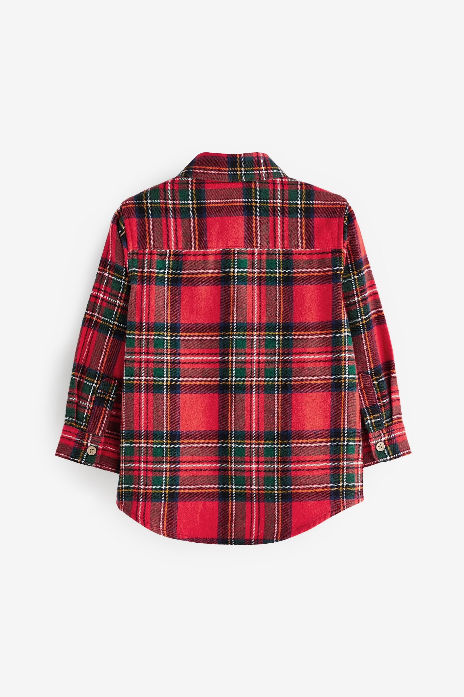 Red with Christmas Reindeer Pocket Long Sleeve Check Shirt (3mths-7yrs)