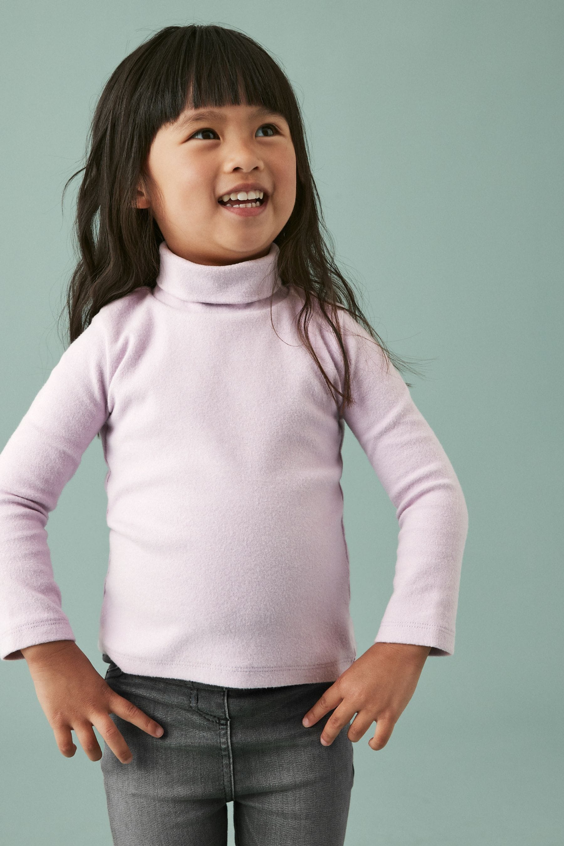 Lilac Purple Roll Neck Top (3mths-7yrs)