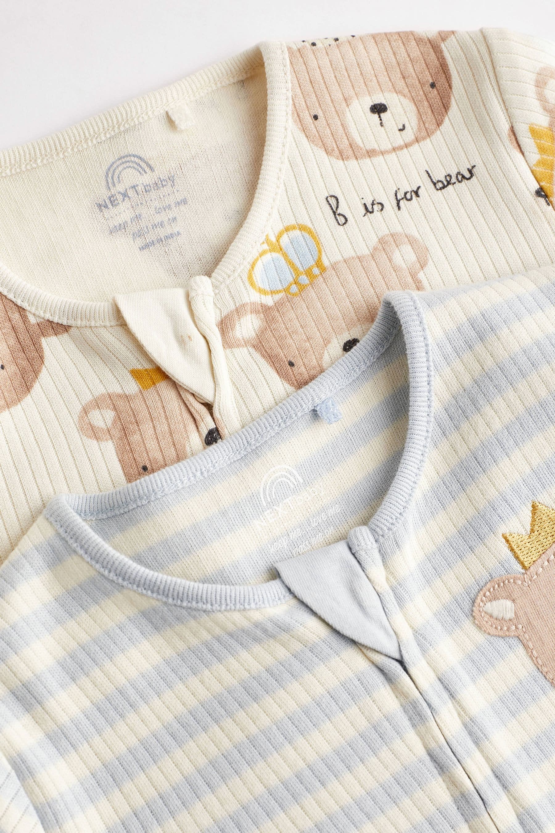 Pale Blue Footless 2 Way Zip Baby Sleepsuits 2 Pack (0mths-2yrs)