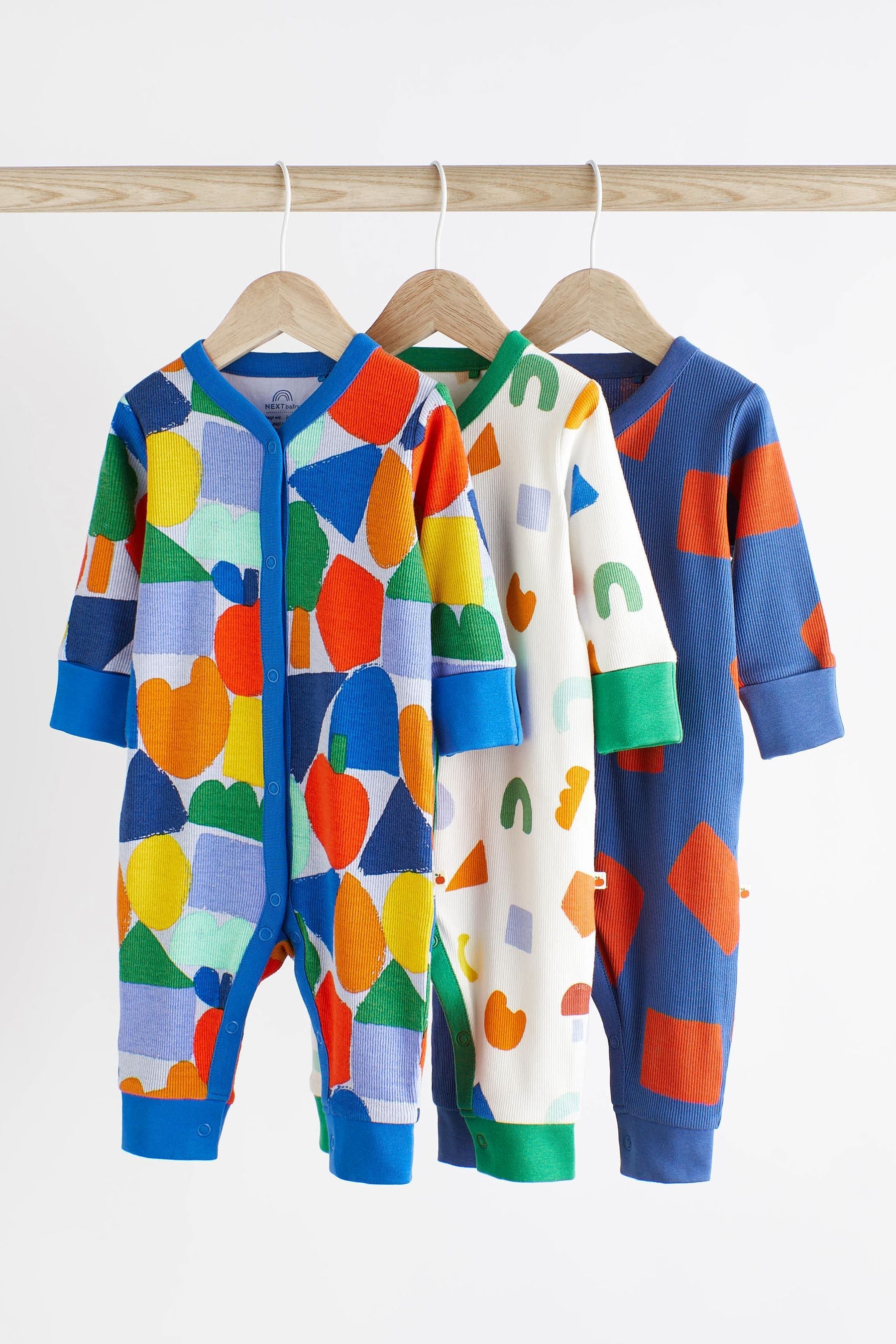 Blue Cotton Footless Baby Sleepsuits 3 Pack (0mths-3yrs)