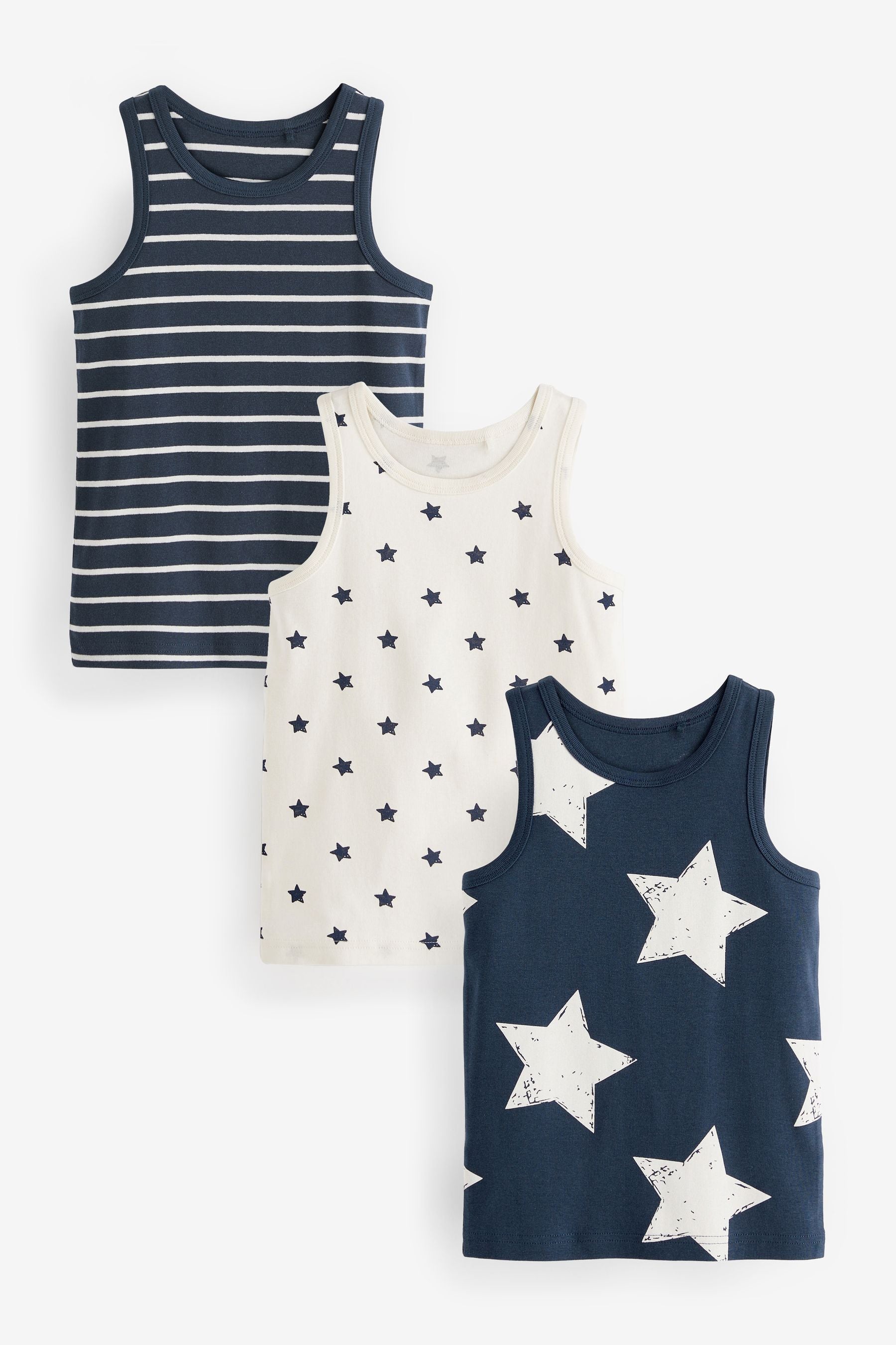 Navy Blue Star Vests 3 Pack (1.5-12yrs)