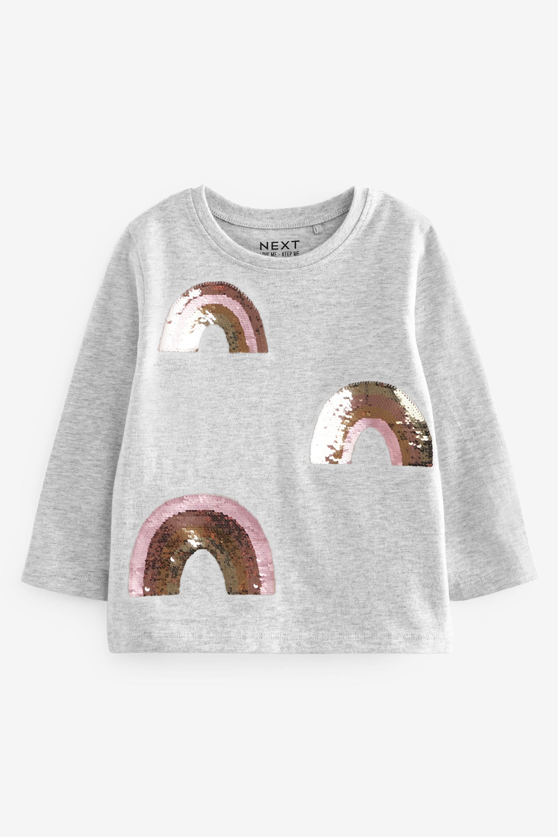 Grey Rainbow Sequin Long Sleeve T-Shirt (3mths-7yrs)