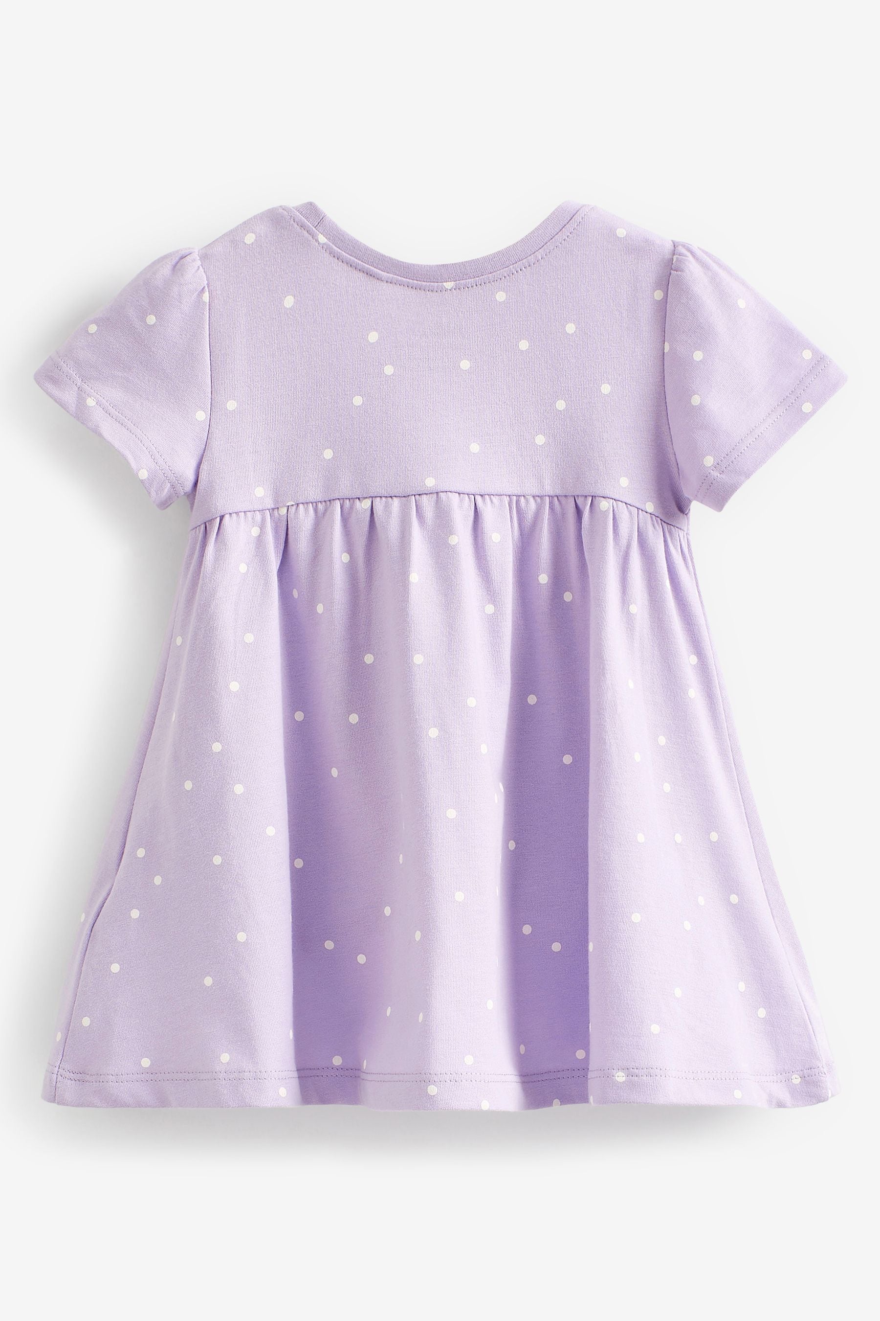 Lilac Bear Short Sleeve Cotton Jersey Dress (3mths-7yrs)