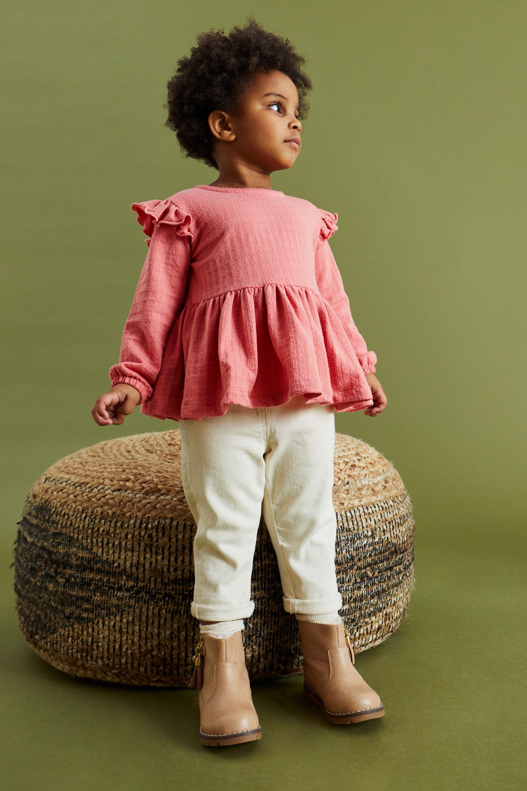 Pink Collar Frill Textured Blouse (3mths-7yrs)