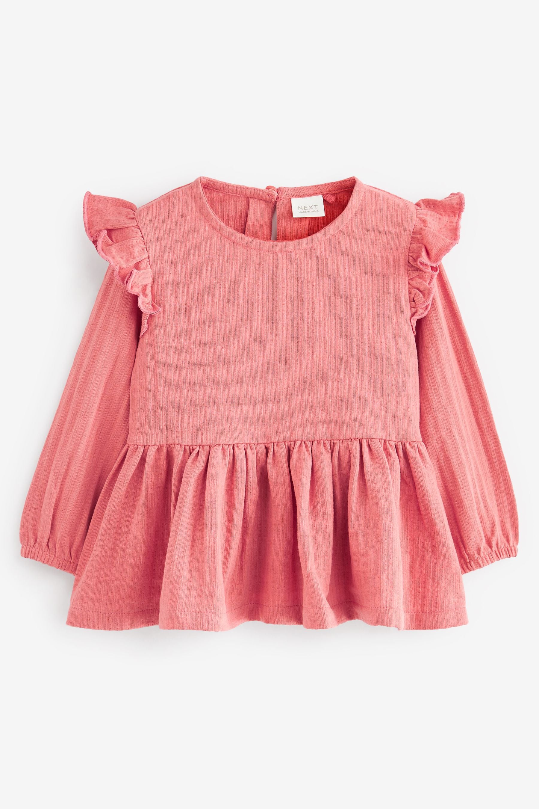 Pink Collar Frill Textured Blouse (3mths-7yrs)