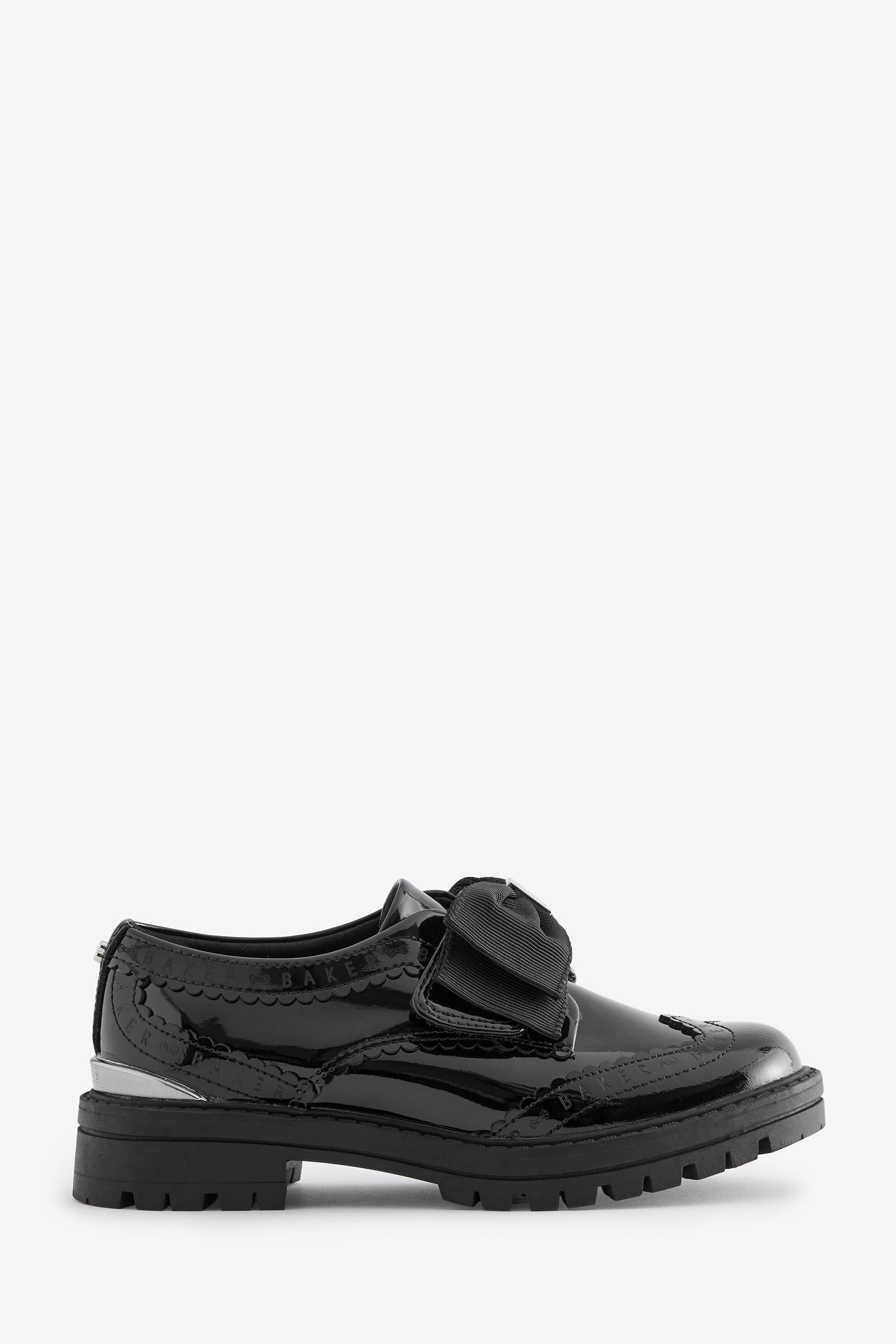 Black Baker by Ted Baker  Girls Back to School Black Patent Brogue Shoes with Bow