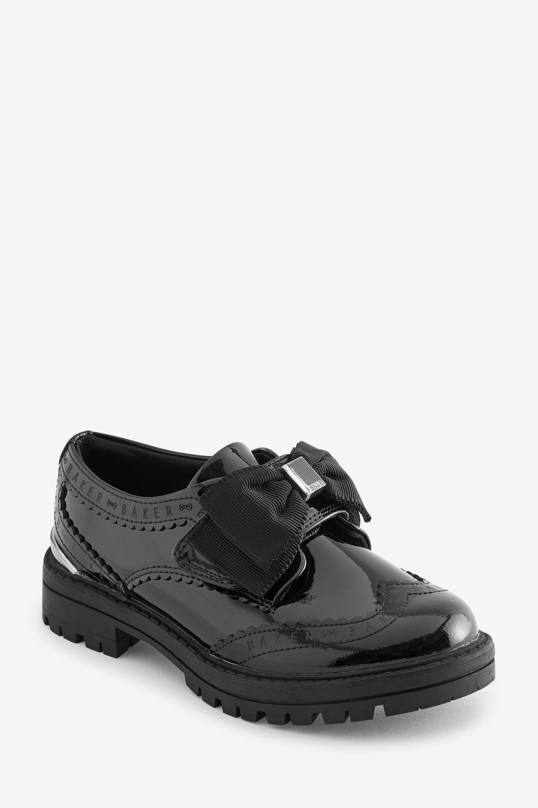 Black Baker by Ted Baker  Girls Back to School Black Patent Brogue Shoes with Bow