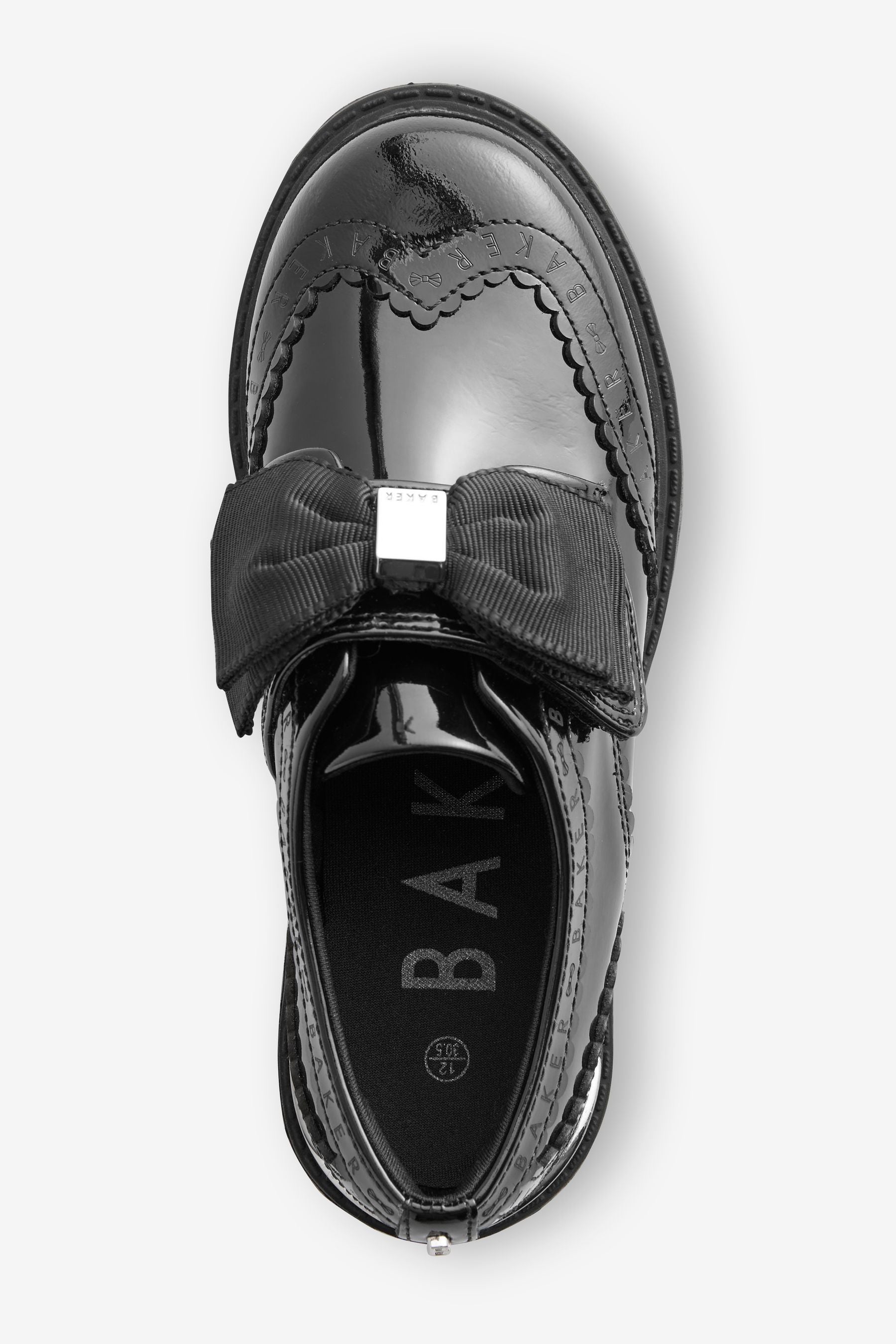 Black Baker by Ted Baker  Girls Back to School Black Patent Brogue Shoes with Bow