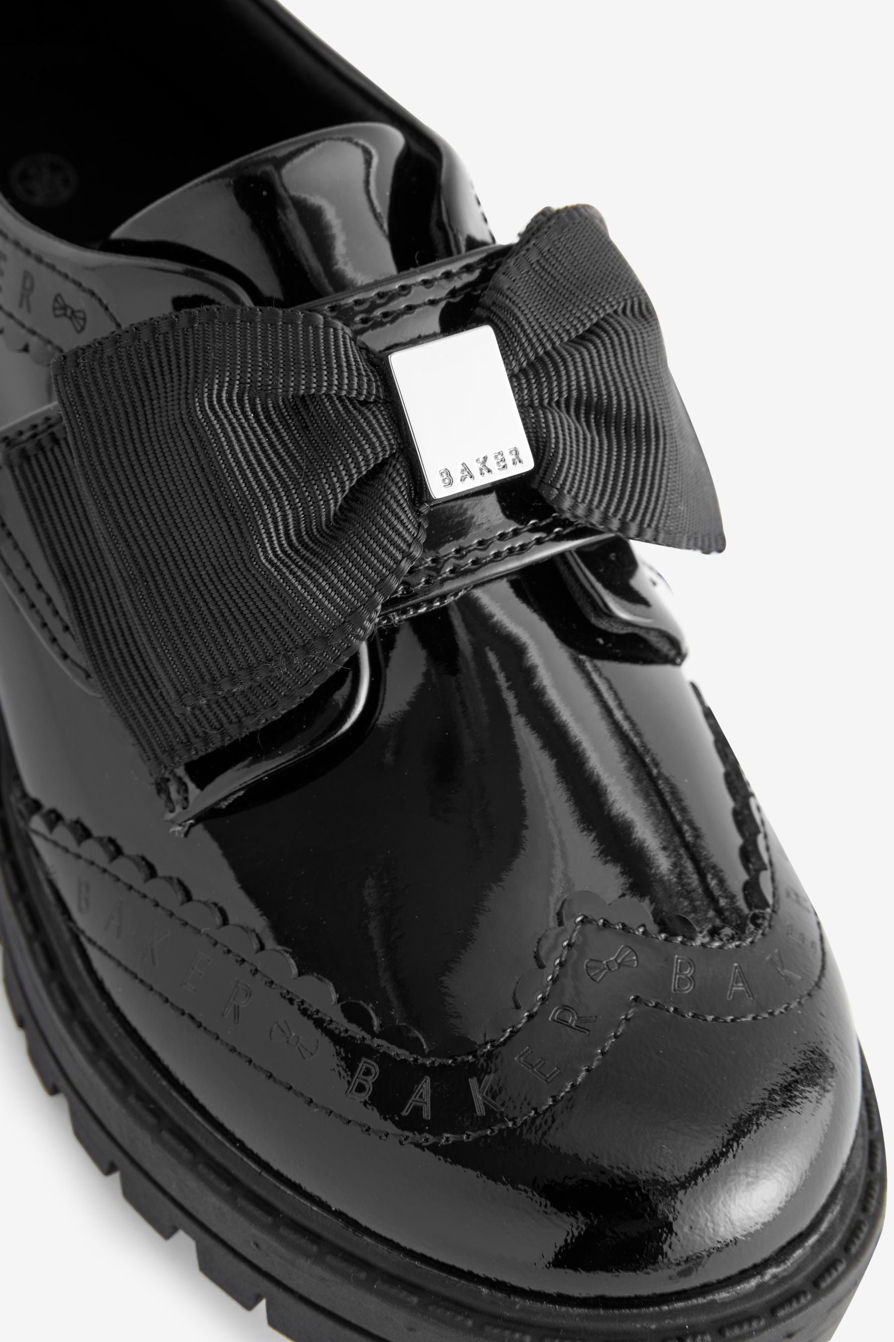 Black Baker by Ted Baker  Girls Back to School Black Patent Brogue Shoes with Bow