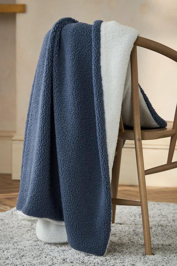 Blue Oslo Teddy Borg Fleece Throw