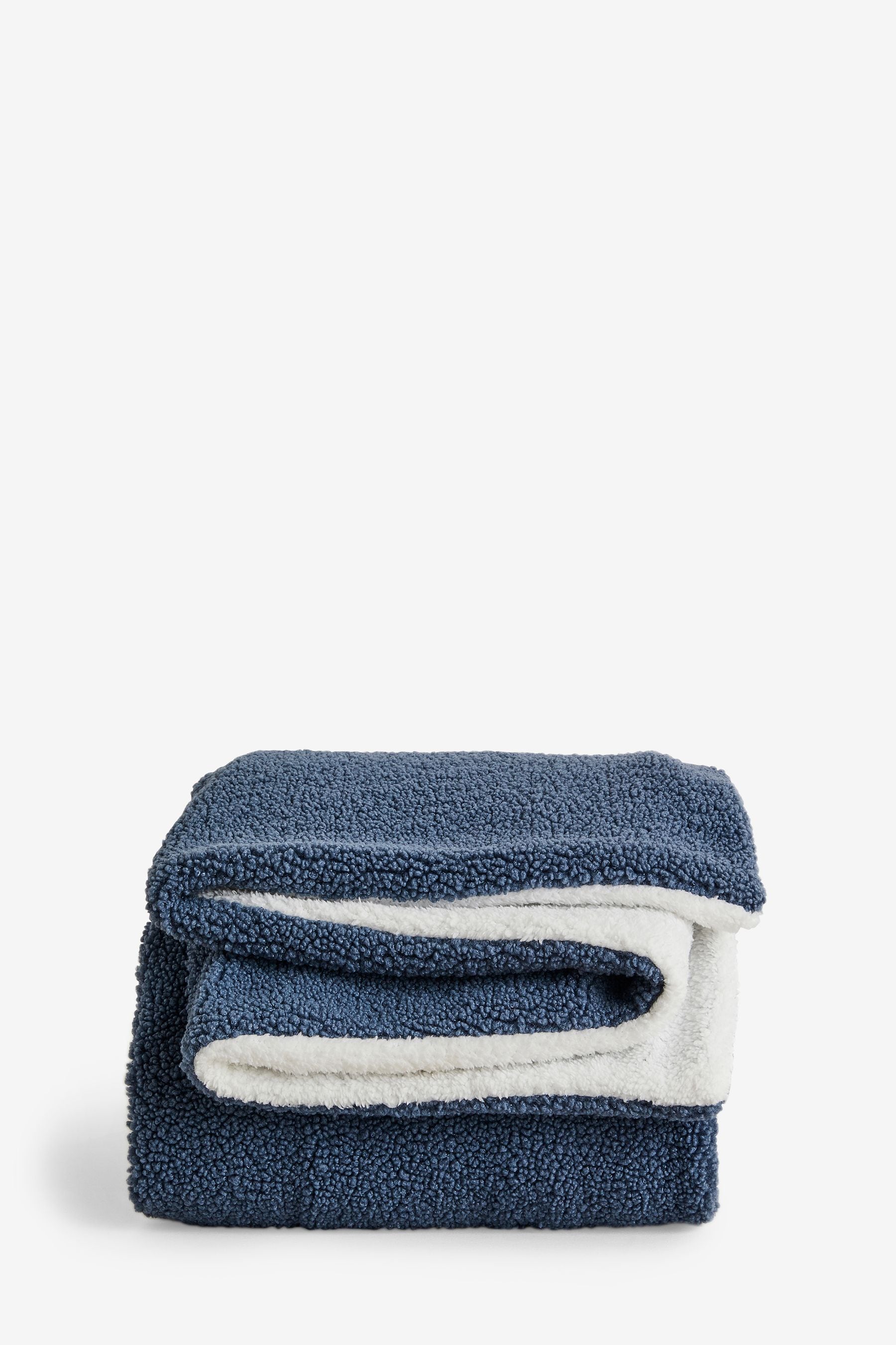 Blue Oslo Teddy Borg Fleece Throw