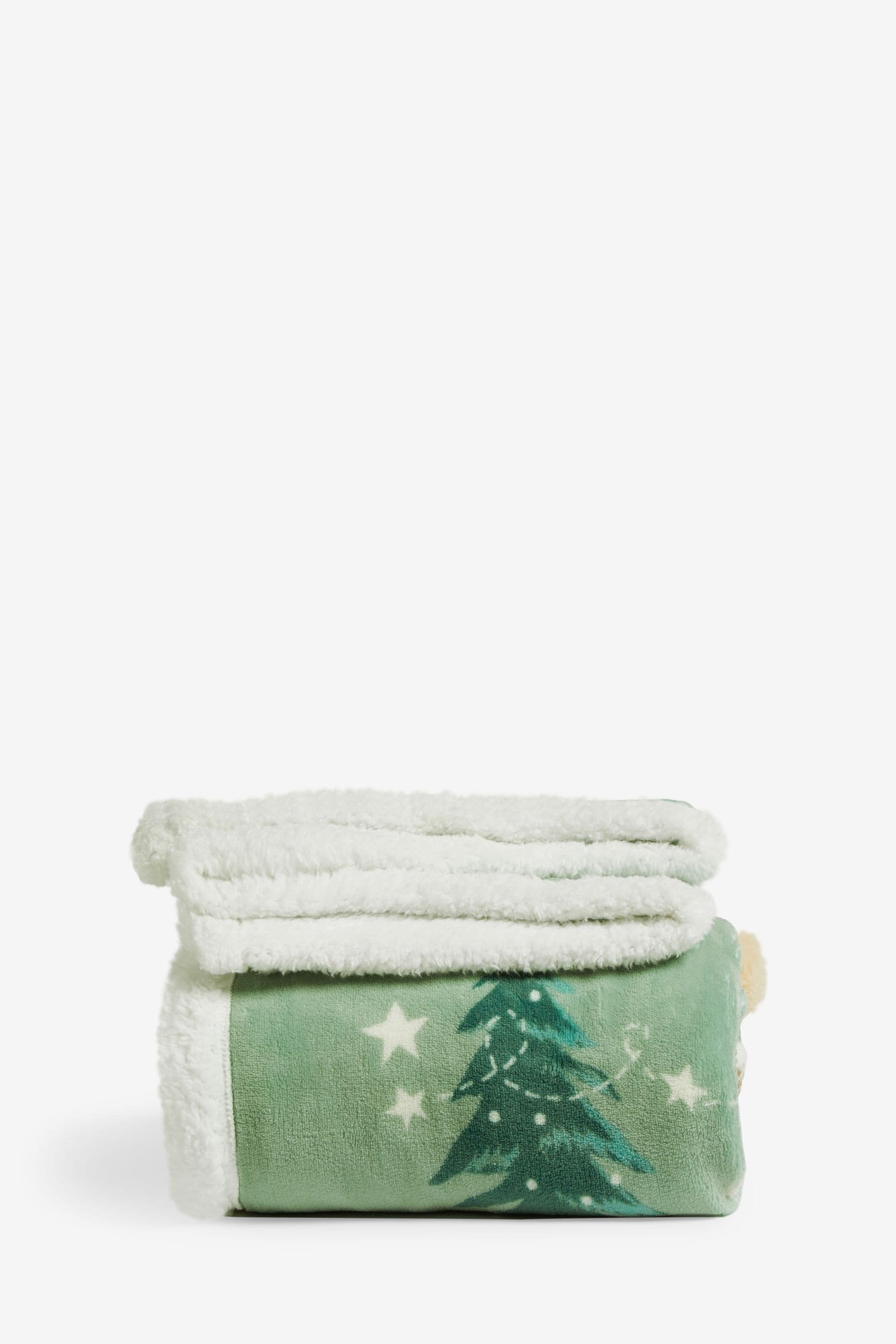 Sage Green Christmas Gonk Fleece Throw