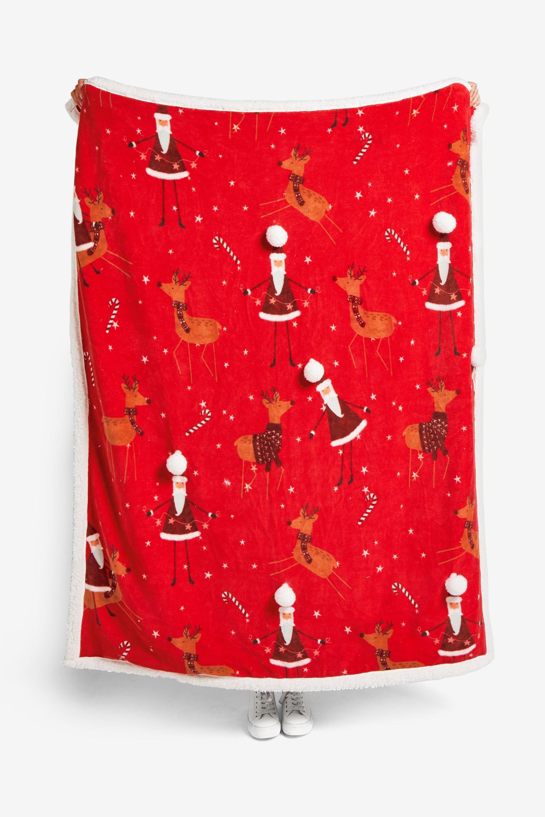 Red Christmas Santa Fleece Throw