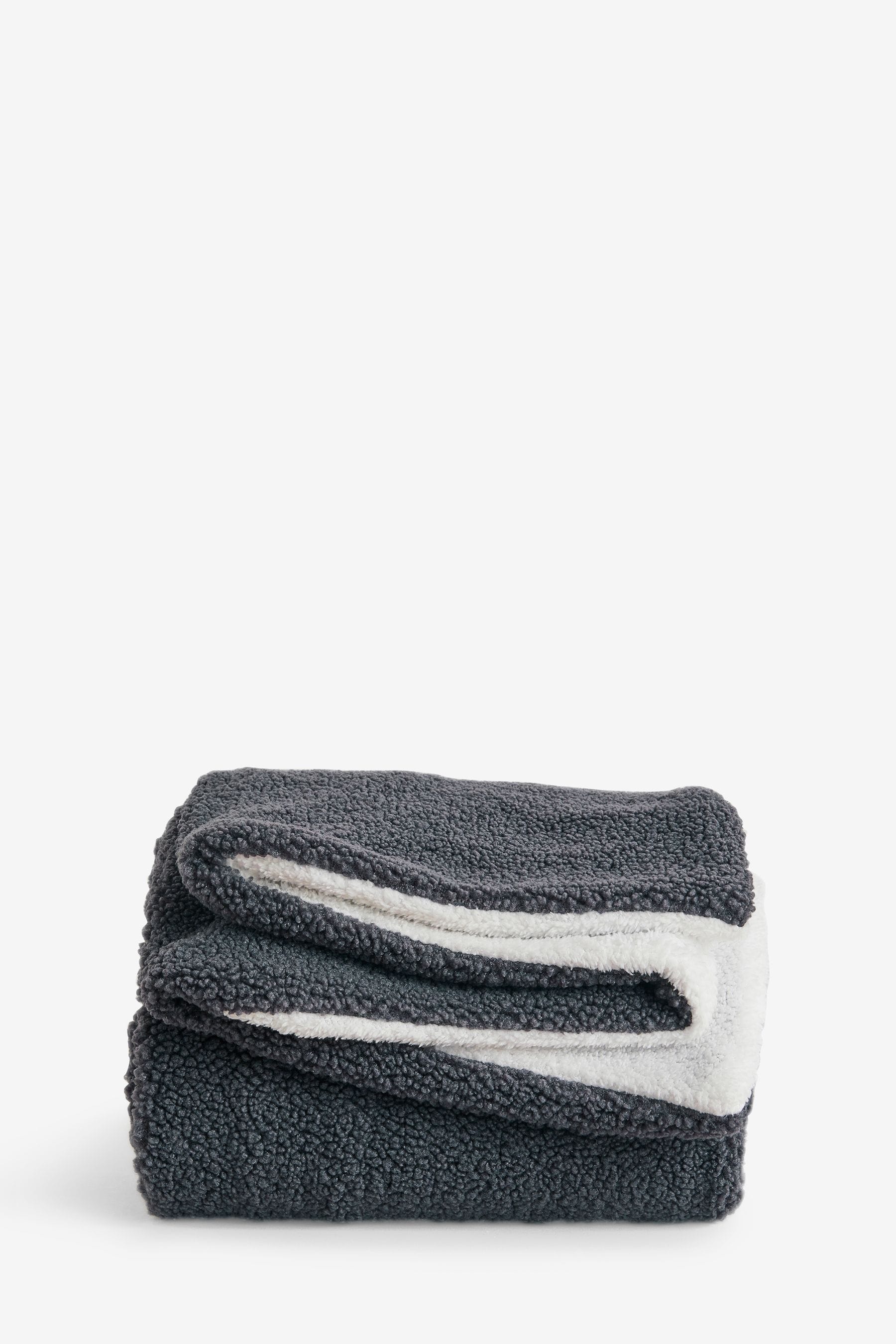 Charcoal Grey Oslo Teddy Borg Fleece Throw